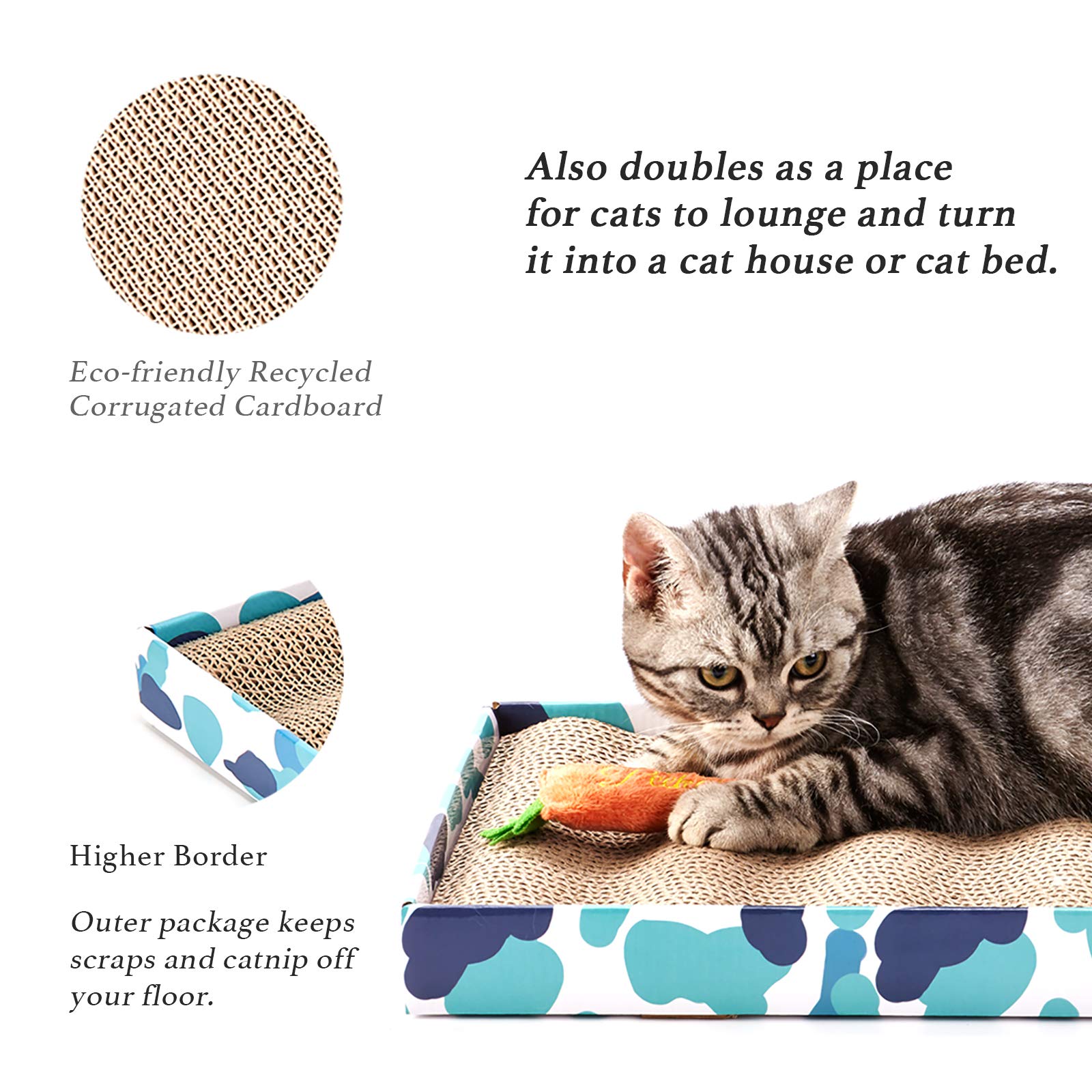 PEEKAB Rascador de cartón reversible para gatos, tabla de rascar corrugada para gatitos, cama con hierba gatera incluida (3 unidades, XXL)