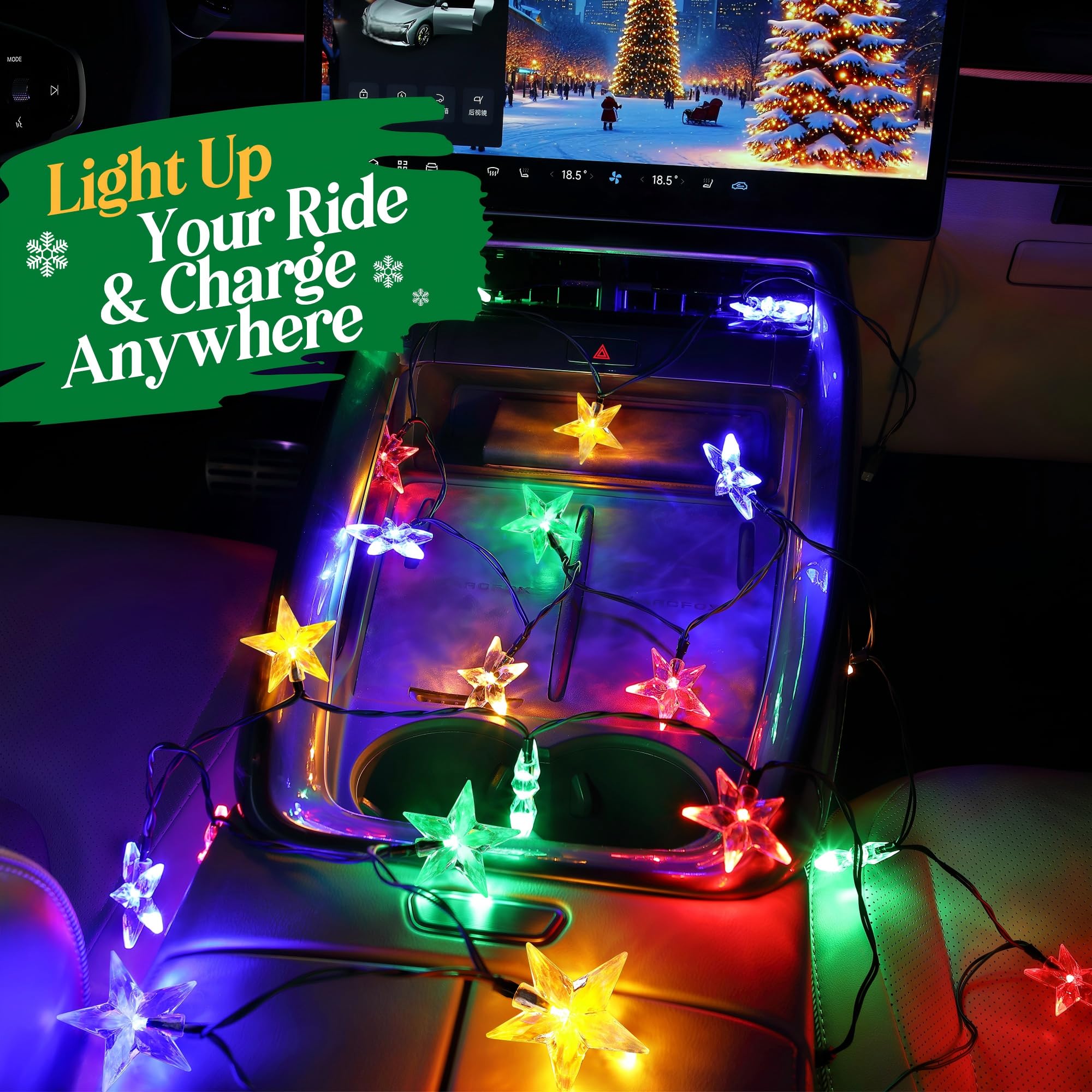 1 x USB-Typ-C-Licht-Handy-Ladekabel, mehrfarbig, 12 LEDs, 127,7 cm, Licht-Handy-Ladekabel, kompatibel mit iPhone 15 Pro Max/15 Plus/S23 Ultra/S22 (Kristallstern-Typ C)