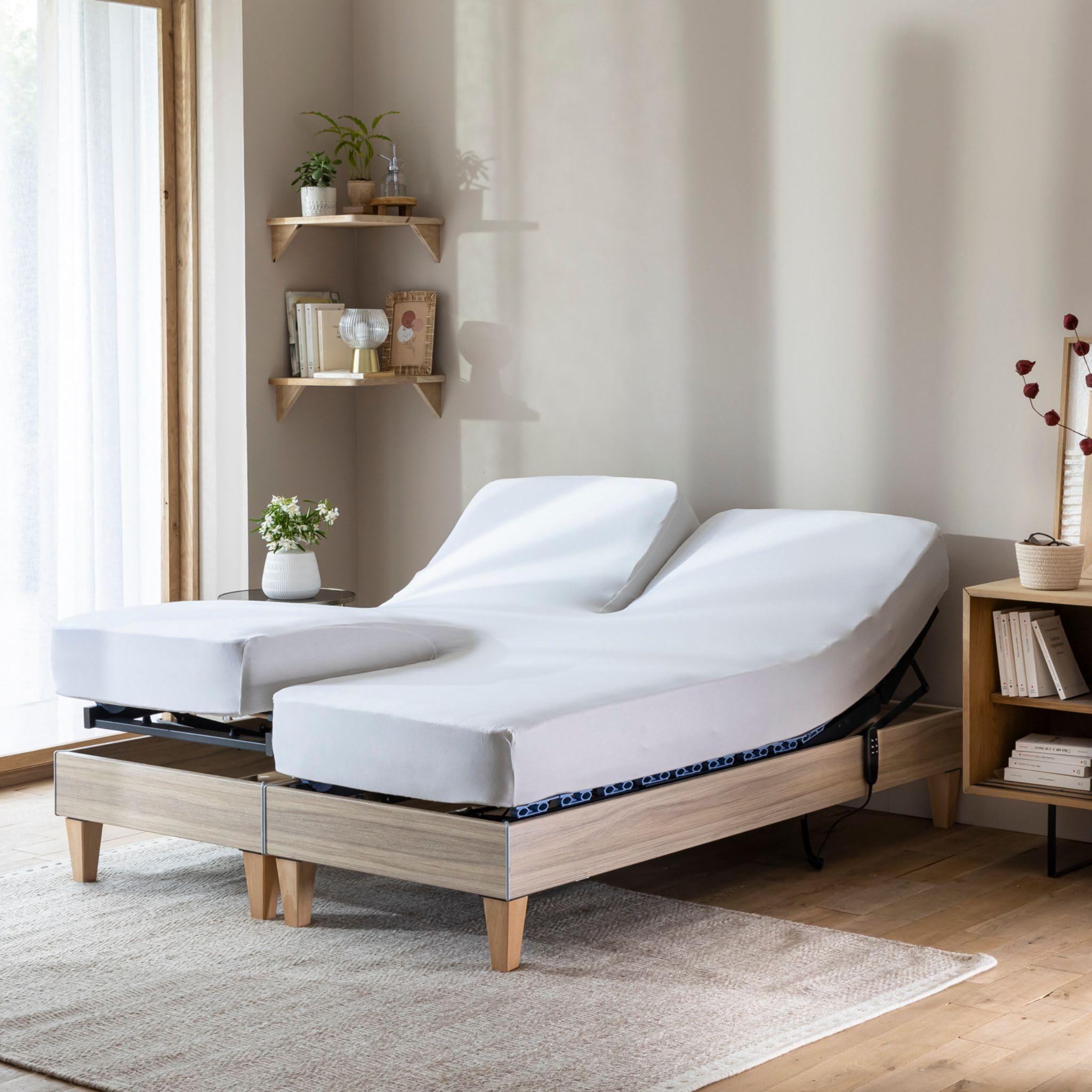Drap Housse Blanc pour lit articulé Jersey Extensible 2x80x200