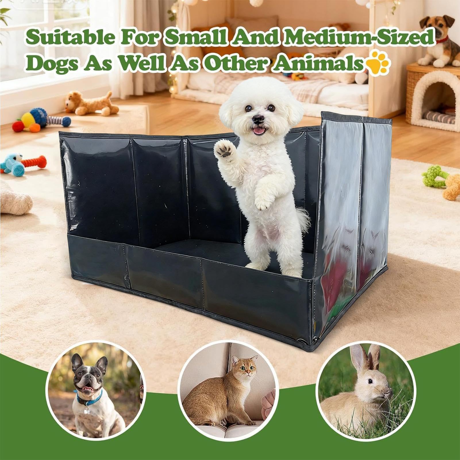 Litière pour Chien,Bac avec Parois Hautes pour Animal | Litière pour Chiots Et Chiens - pour Petit Moyen Et Grand Chiens D'Intérieur Balcon Terrasse