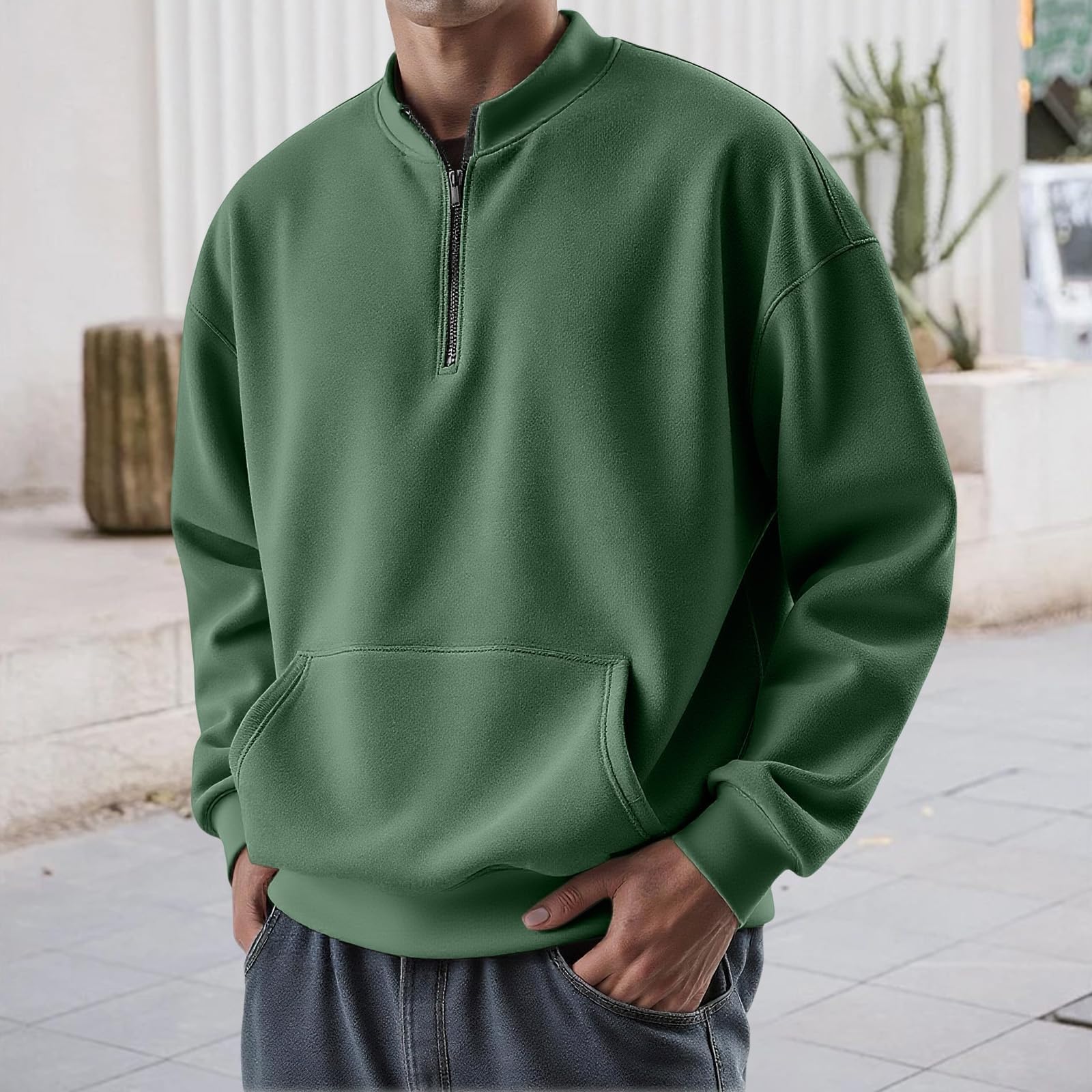 Herrenpullover mit Reißverschluss Winterpullover Warm Fleecepullover Langarm Sport Langarmshirt Winter Hoody Zip Sweatshirt