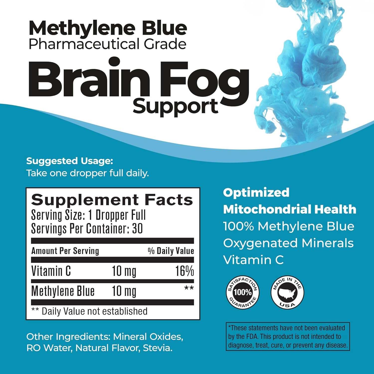 Methylene Blue Pharmaceutical Grade, USP Grade, Third-Party Tested with Vitamin C - Memory Booster - Improves Cognitive Function and Focus - Clear Thoughts and Reduced Fog - Liquid Supplement - Image 7