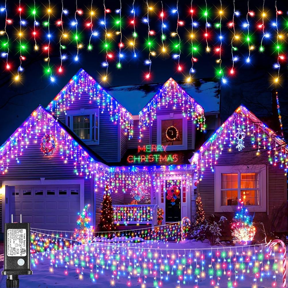 Icicle Christmas Lights, 98FT 1216 LED Icicle Lights for