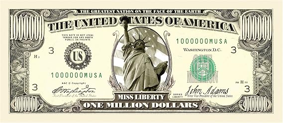 American Art Classics Pack of 50 - Traditional Million Dollar Bills - Not Real Currency