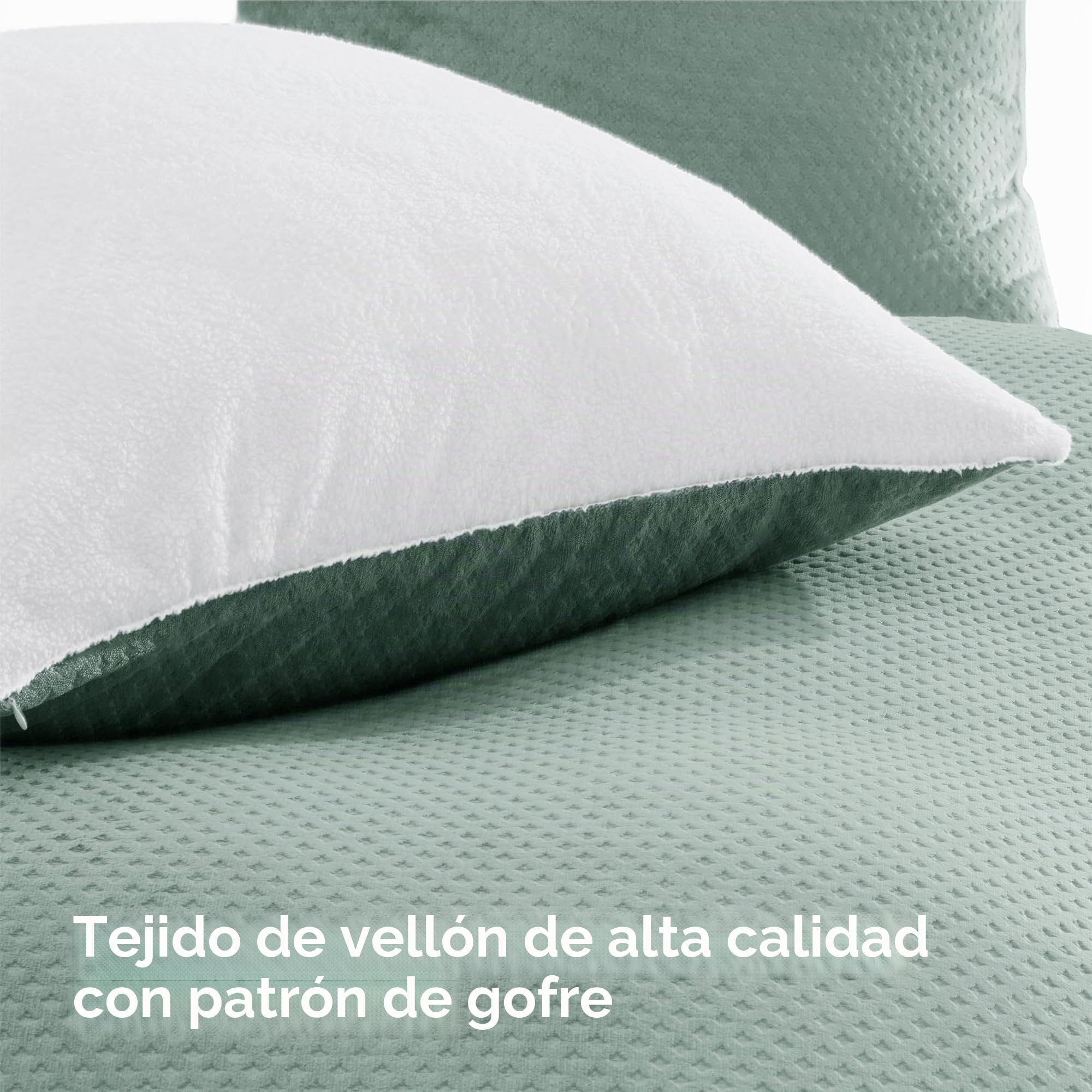 Bedsure Ropa de cama mullida de 155 x 220 cm, verde, funda nórdica de invierno de forro polar con 2 fundas de almohada de 80 x 80 cm, cálida con cremallera, de invierno