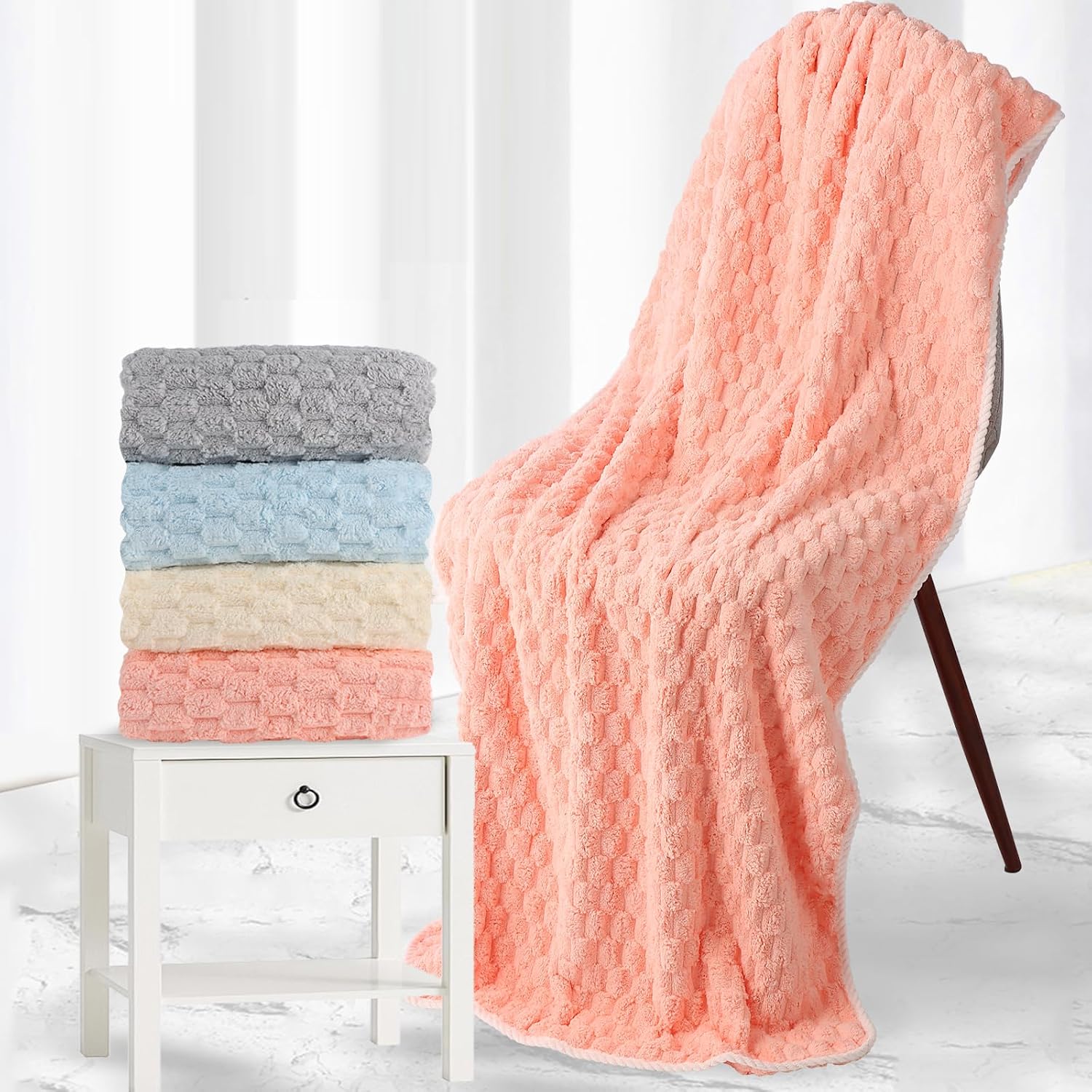 Microfiber Bath Towels Large, 4-Pack, Super Absorbent, Quick Dry, Plush and Fluffy, Luxury Towel Set for Bathroom, Spa, Gym, Travel - 27.5″ x 55″, Mixed Colors - Image 3