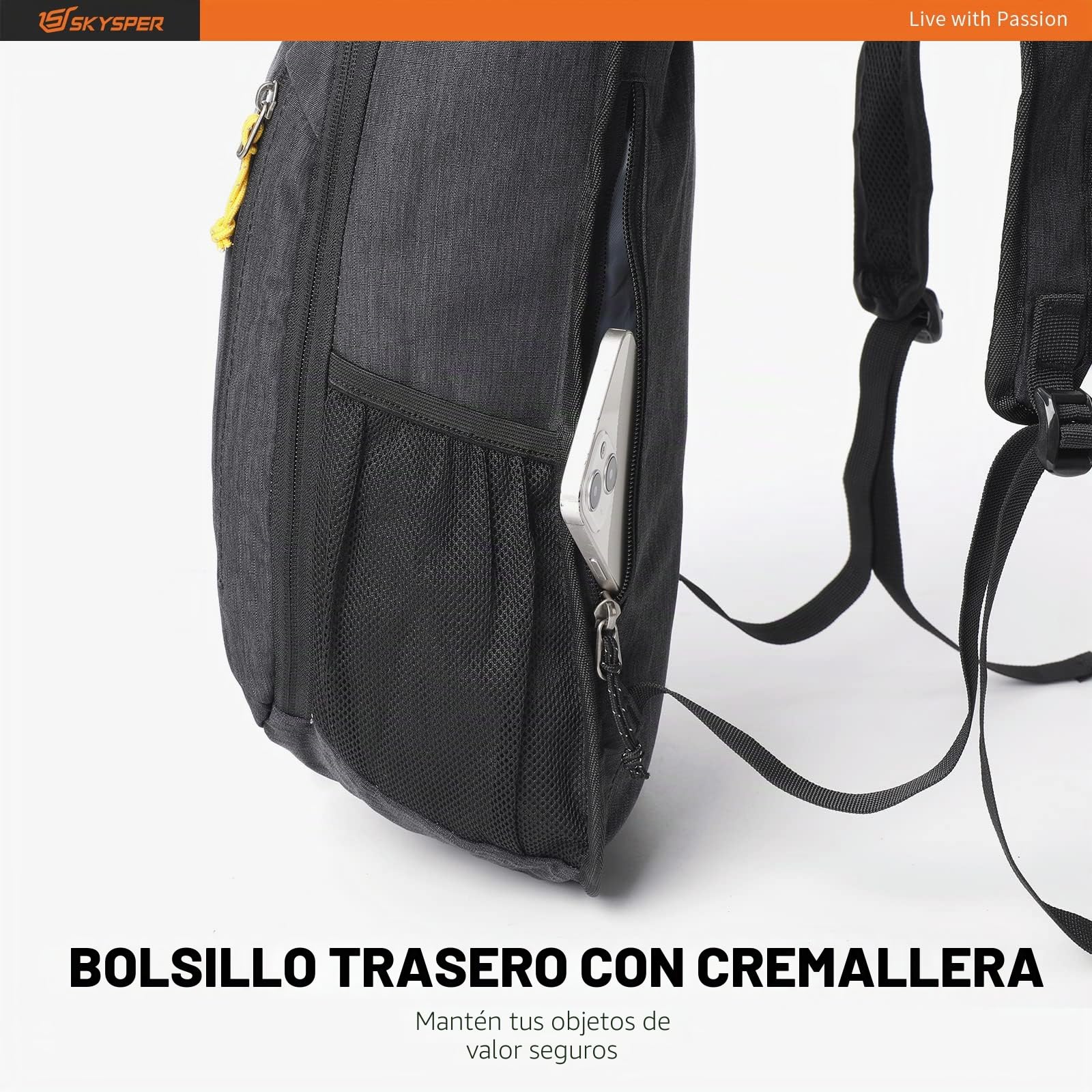 SKYSPER 10L Mochila Plegable Ultraligera Mochila de Viaje Mochilas de Marcha Pequeña Ahorra espacio para Hombre Mujer Viaje Excursiones Cortas Senderismo, negro