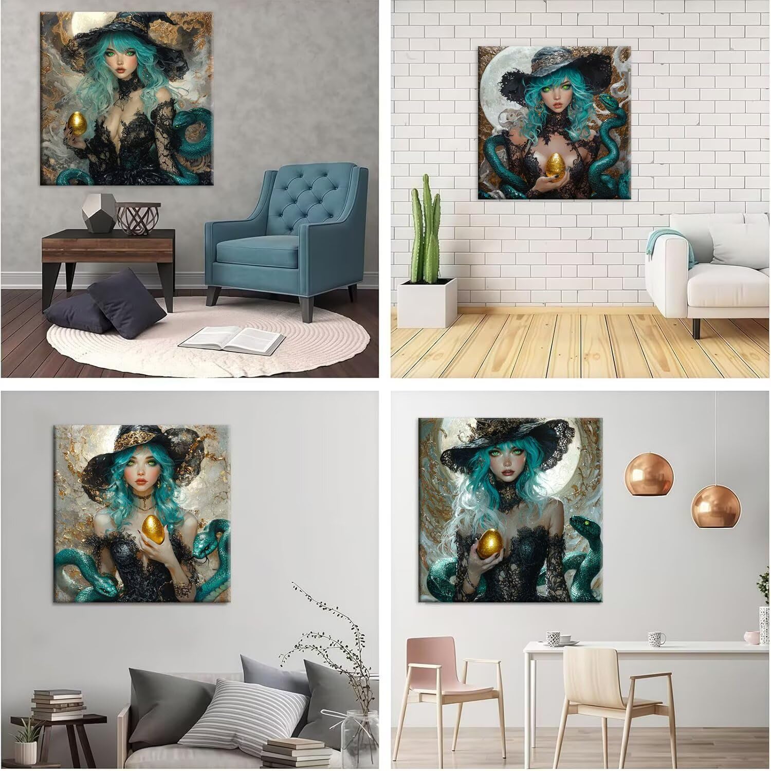Frau Schlange Diamond Paining, 5D Diamant Painting Bilder 60x60cm t-624 | 4 Pack Diamond Painings Erwachsene, 5D DIY Diamant Malerei Mosaikherstellung für Relaxation and as a Wall Deko Geschenk
