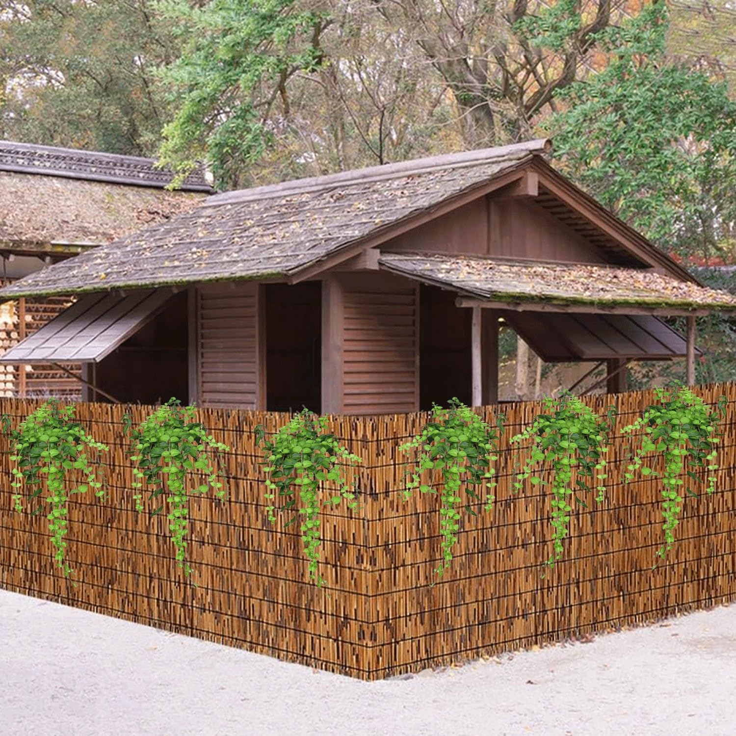 Rotolo di recinzione da giardino in bambù naturale, decorativo, per cortile, esterno, patio, terrazza, 168 x 800 cm, soluzione ecologica