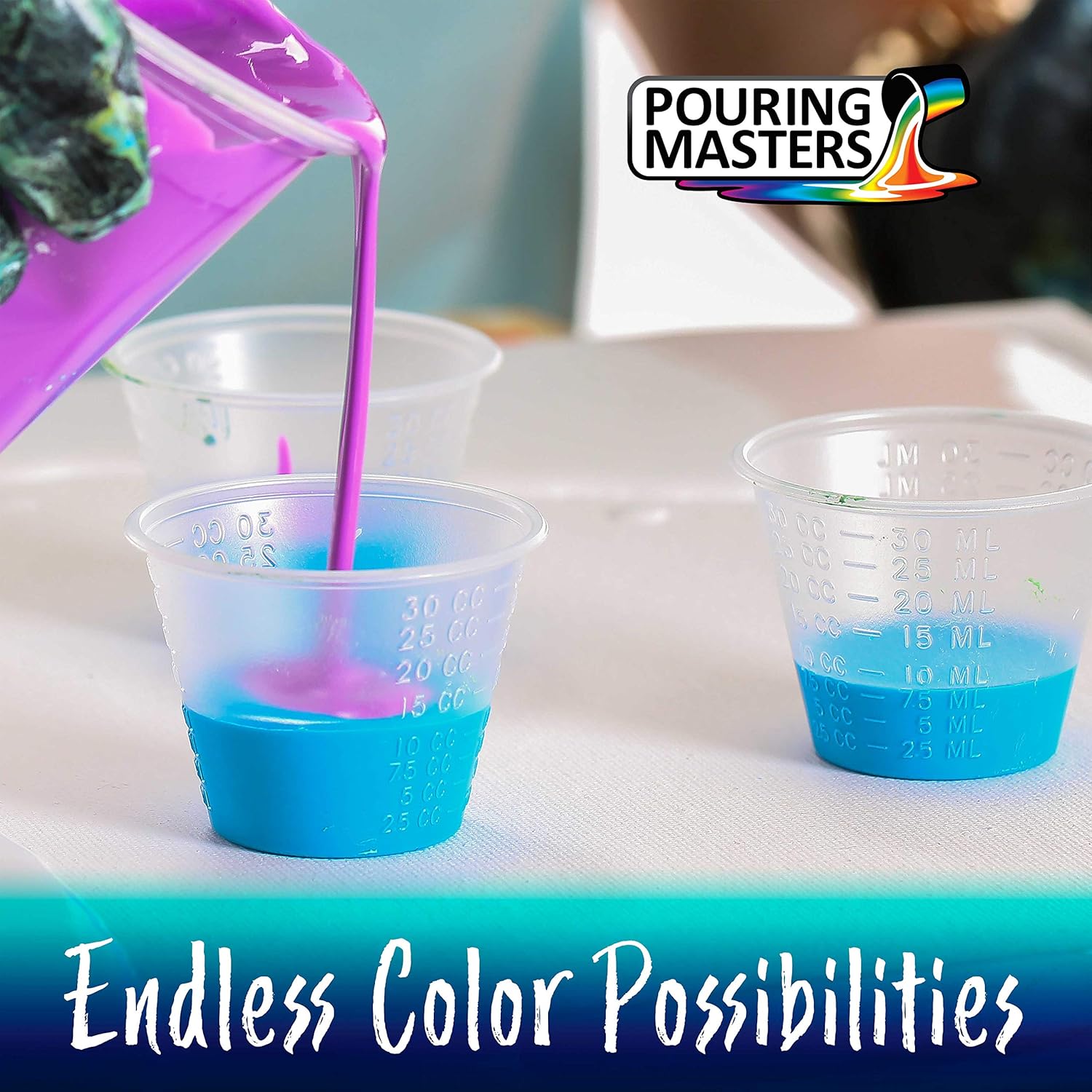Pouring Masters 16-Color Ready-to-Pour Acrylic Pouring Paint Set, with Silicone Oil & Gloss Medium, 8oz Bottles for Canvas & Crafts