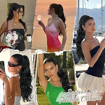 オーダー用 Amazon.com : BARSDAR Dark Brown Ponytail Extension - 20 Inch