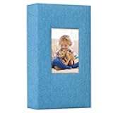 Linen Photo Album 300 Pockets for 4x6 Photos Fabric Cover Photo Books Slip-in Picture Albums Wedding Baby Skyblue