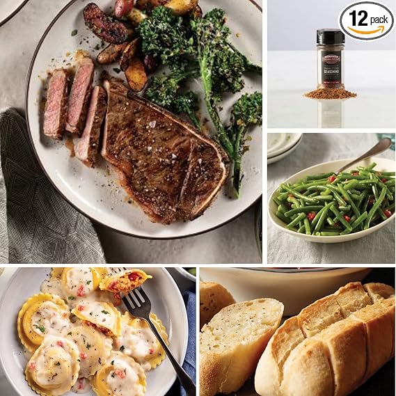 Omaha Steaks Gourmet Dinner for 2 (New York Strip Steaks, Lobster Ravioli, Green Beans in Butter Sauce, Individual Baguettes w/Garlic Butter) Serves 2-4