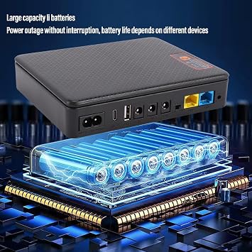 Eujgoov 20800mAh Mini UPS Battery Backup Power Supply with DC Output, Li Battery, for Router Modem Security Camera (US Plug)