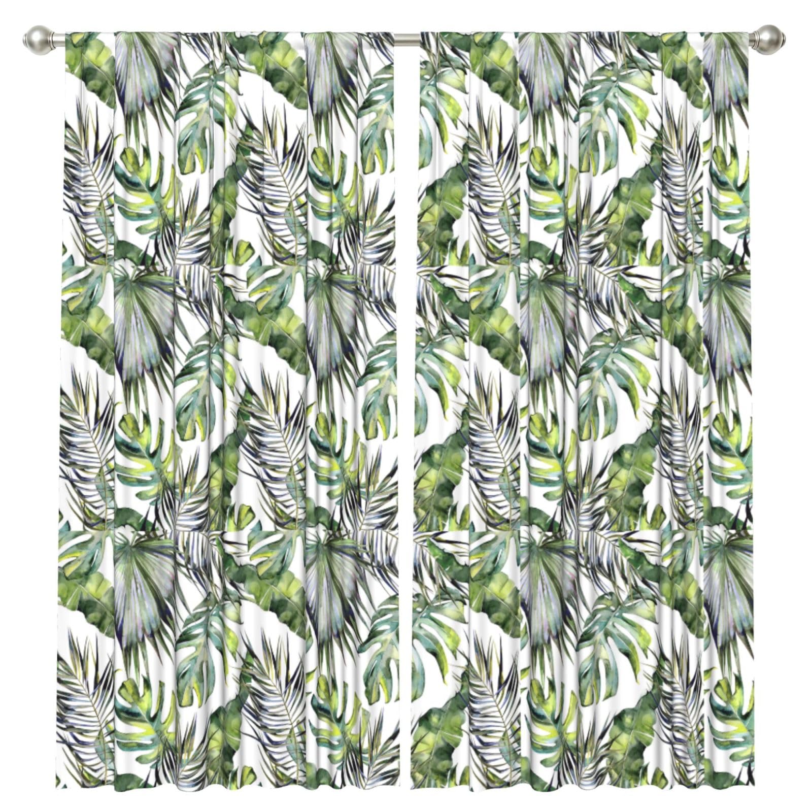 InOmak Tropical Garden, 2 Panels Window Curtains 52 x 84 Inch Blackout Curtains for Living Room Bedroom
