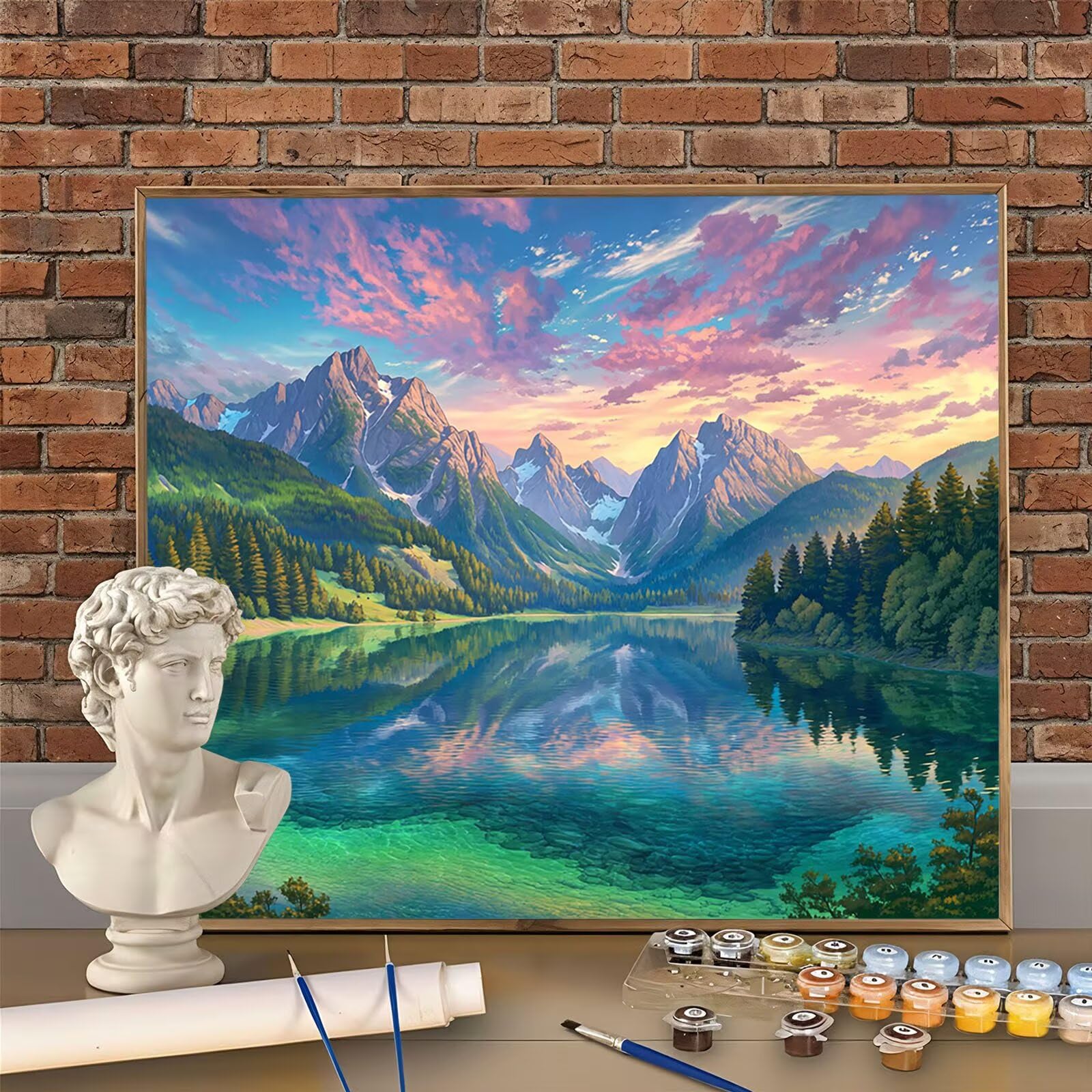 Malen nach Zahlen Landschaft, Berg Malen nach Zahlen Erwachsene Set, DIY Paint By Numbers 80x120 cm Hochwertige Leinwand (Gerollt, Ohne Falten) - Entspannung & Kreativität - Geschenk für Frauen W-O508