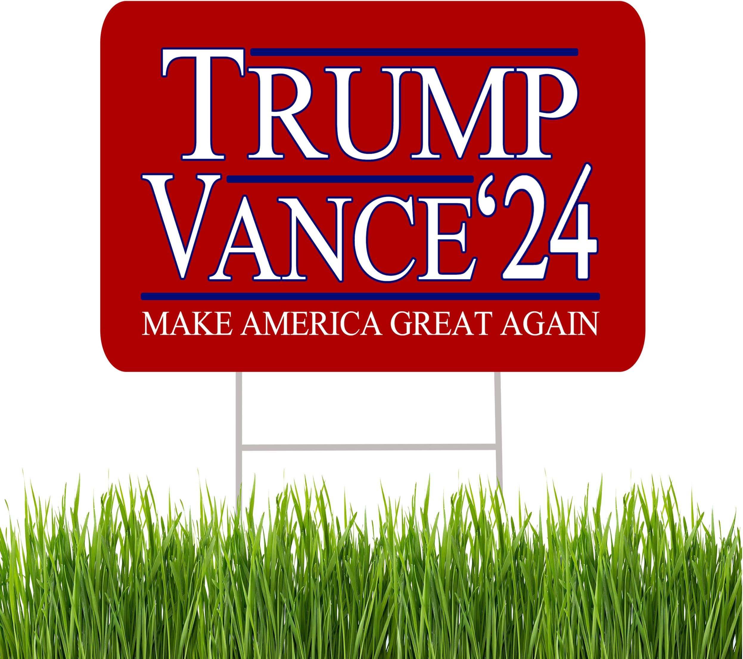 Trump JD Vance 2024 Yard Sign With H Stake Double Sided For President Donald Trump Republican Conservative Red