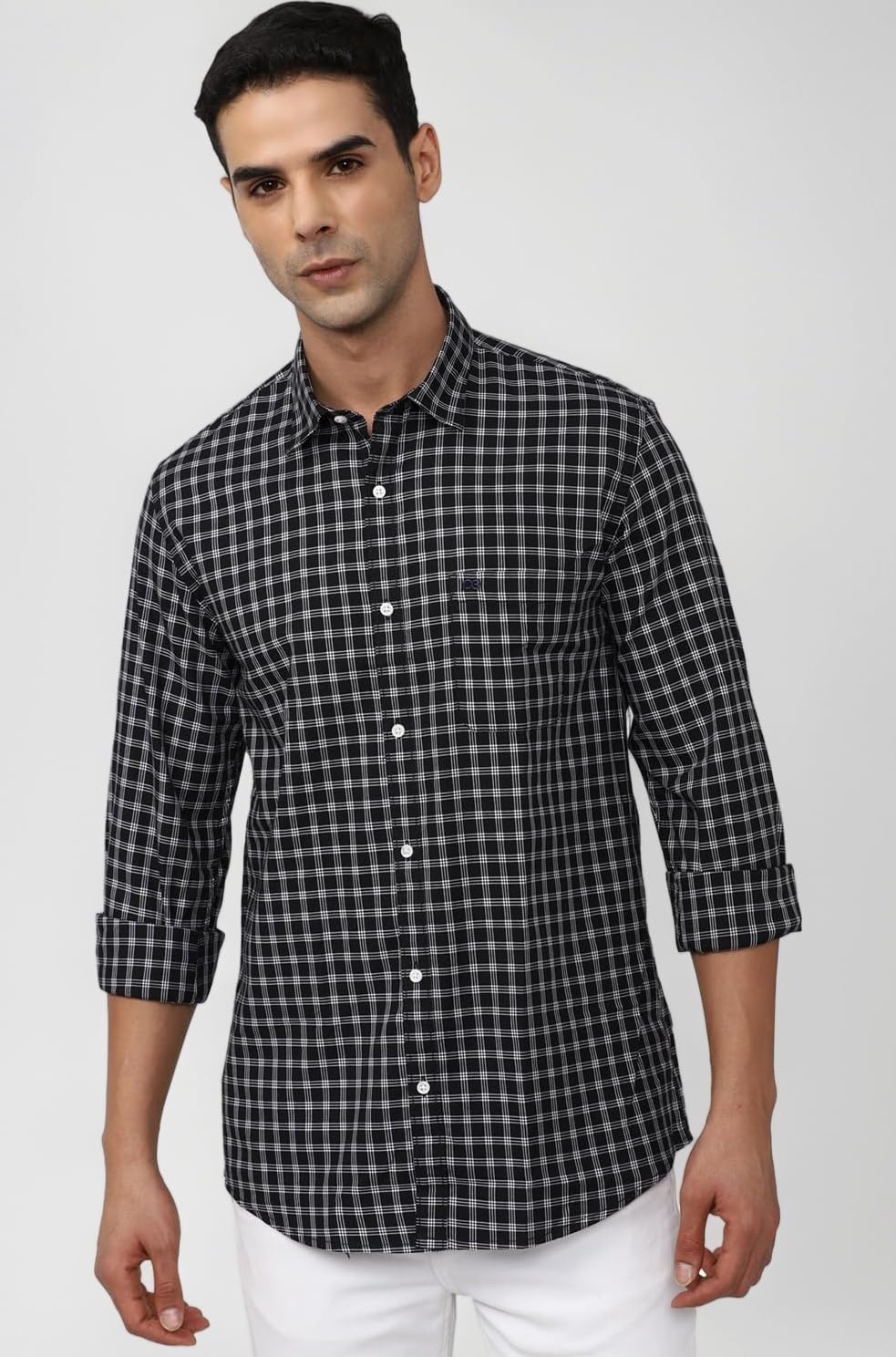 Peter England Men's Slim Fit Full Sleeve Checkered Casual Shirt | 100% Cotton | Premium Twill Weave