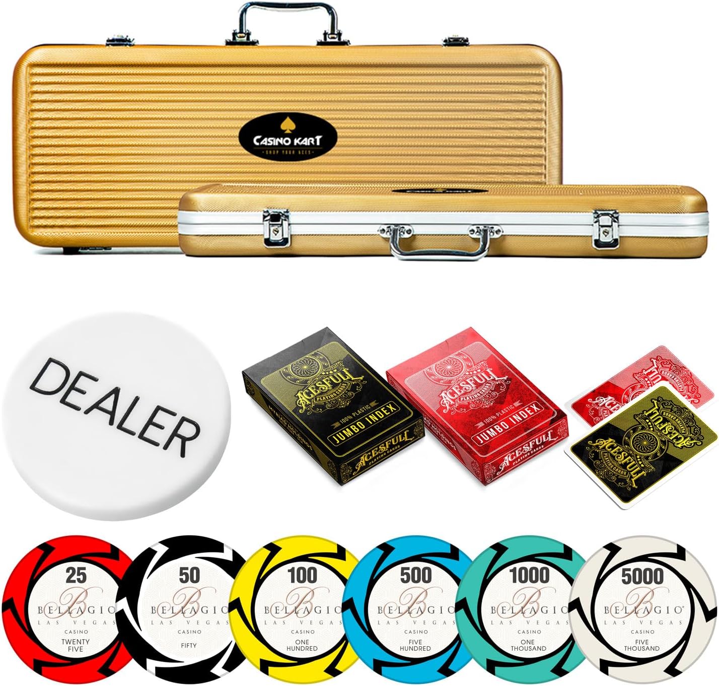 CASINO KART Bellagio Casino Poker Chips Comes with The Set of 300 & 500 Pieces, Clay, 40 Mm, 14Gms (300 Pcs)