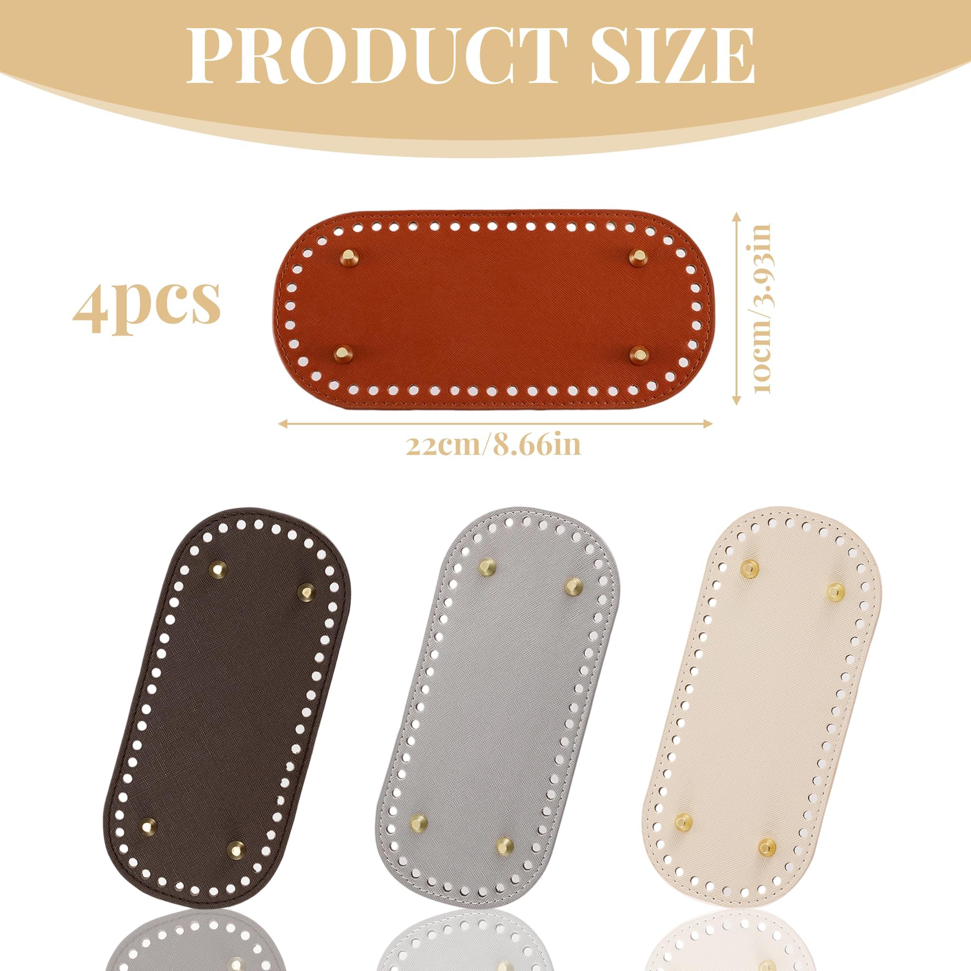 Zbdroxygen 4pcs Bag Base for Bag Making Crochet, Bag Base for Bag Making Crochet, Oval Bottom for DIY Handbags, Bag Making Accessories, Crochet Bag Base Includes Red, Dark Brown, Beige, Grey