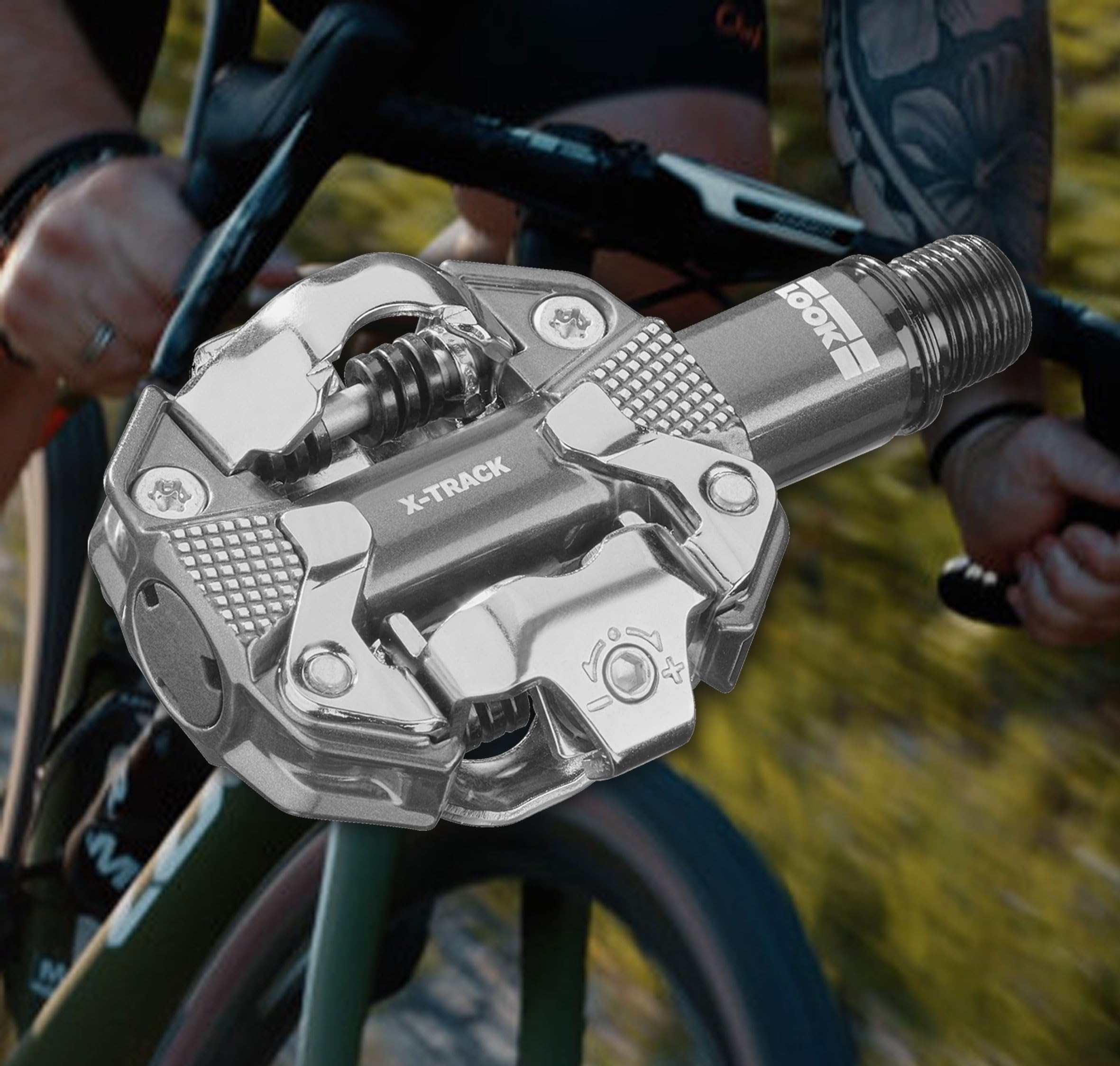 Look X-Track Silver - Aluminium MTB/Gravel Pedale SPD kompatibel, Plattform 350mm²