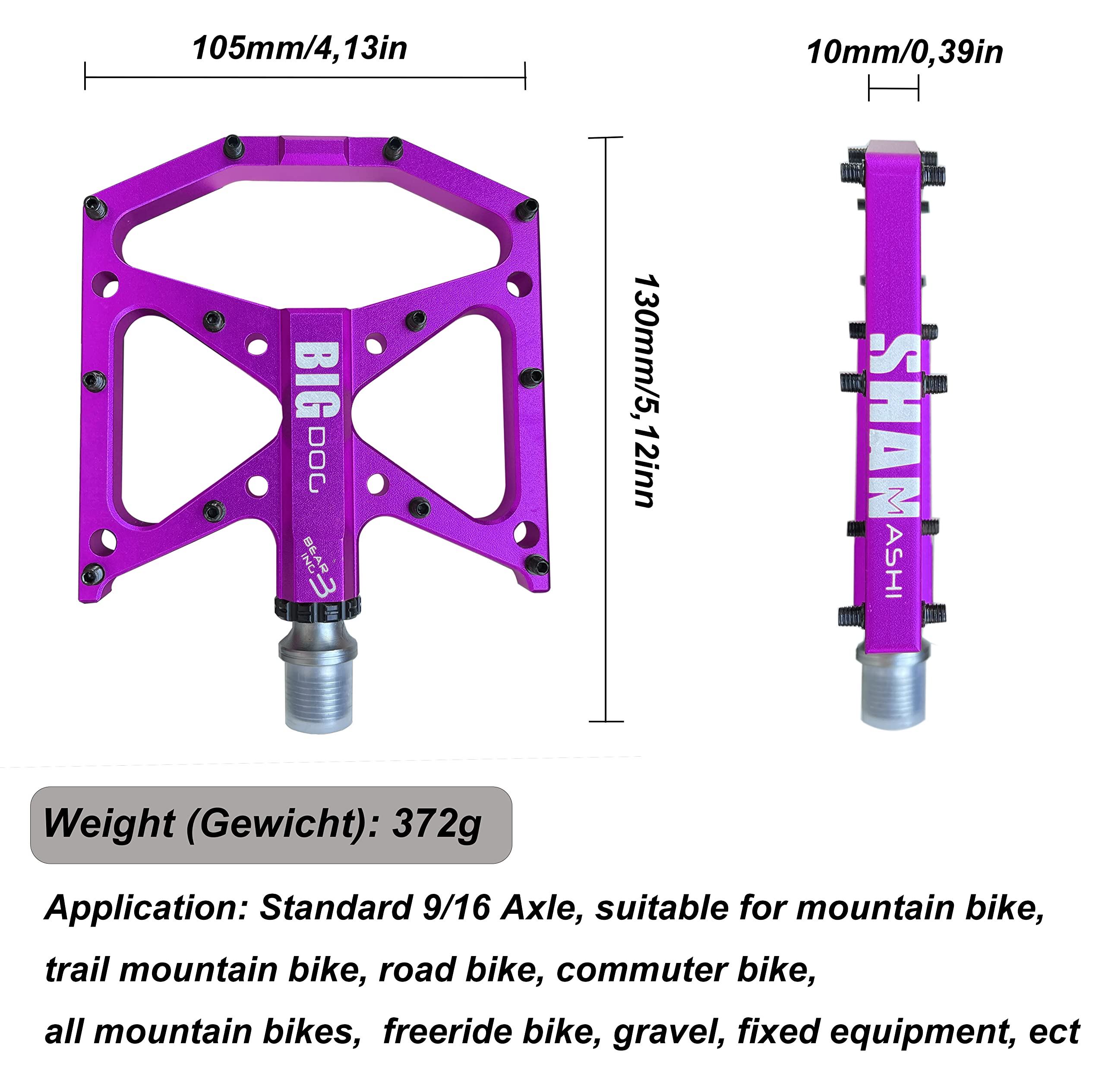 Pedali Per Bicicletta 9/16" - Antiscivolo Con 12 Puntali | Per MTB, BMX, Bici Da Corsa - Foto 10