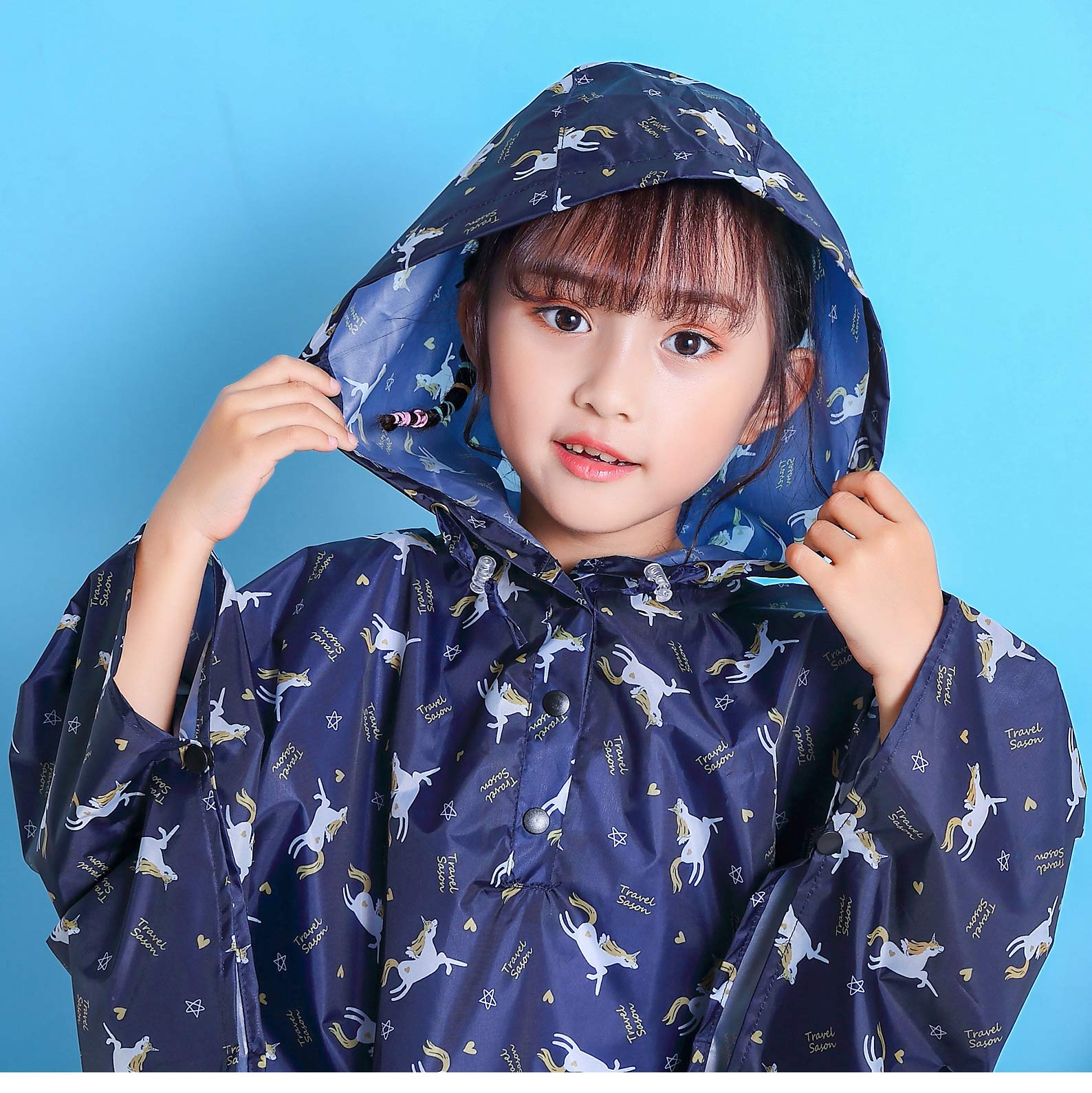 Gaga city Bambini Impermeabile Giacca da Pioggia Poncho da Pioggia Bambina Incappucciato Riutilizzabile Cappotto di Pioggia Bello come Materiale e ha la Sua Sacca 1-12 anni