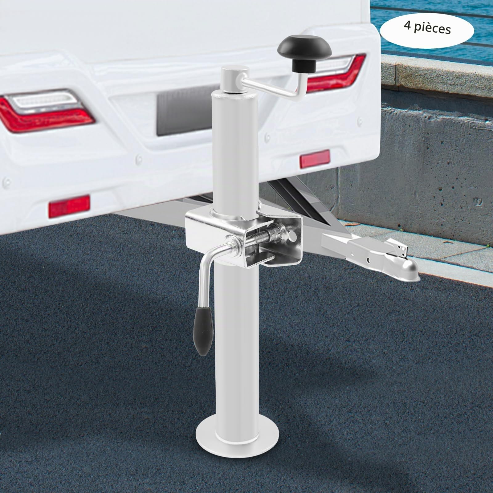 Support de remorque avec manivelle, roue de soutien pour remorque 100KG | Hauteur réglable 36-63 cm | Lot de 4 supports de remorque pour petites machines de construction, tracteurs de