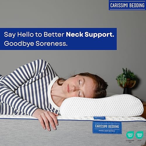 Miniatura 7 de Almohada de espuma viscoelástica de contorno original con bolsa, almohada cervical ergonómica para el cuello para dormir de lado y de espalda,