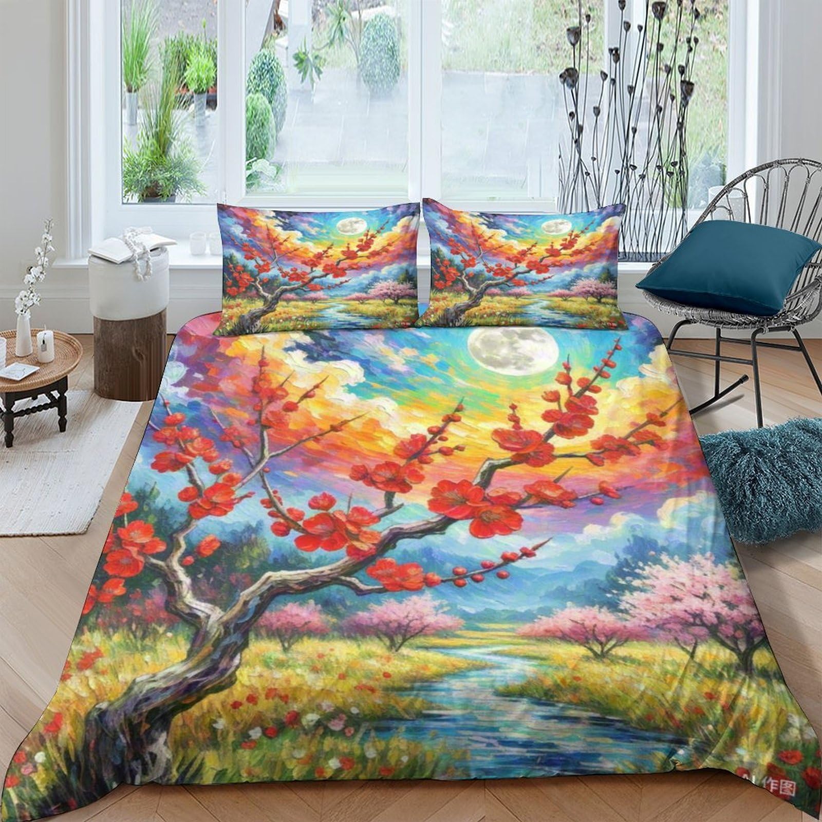 Housse de couette Prune Prickly pour grand lit King 220x240 fine et douce qui ne glisse pas