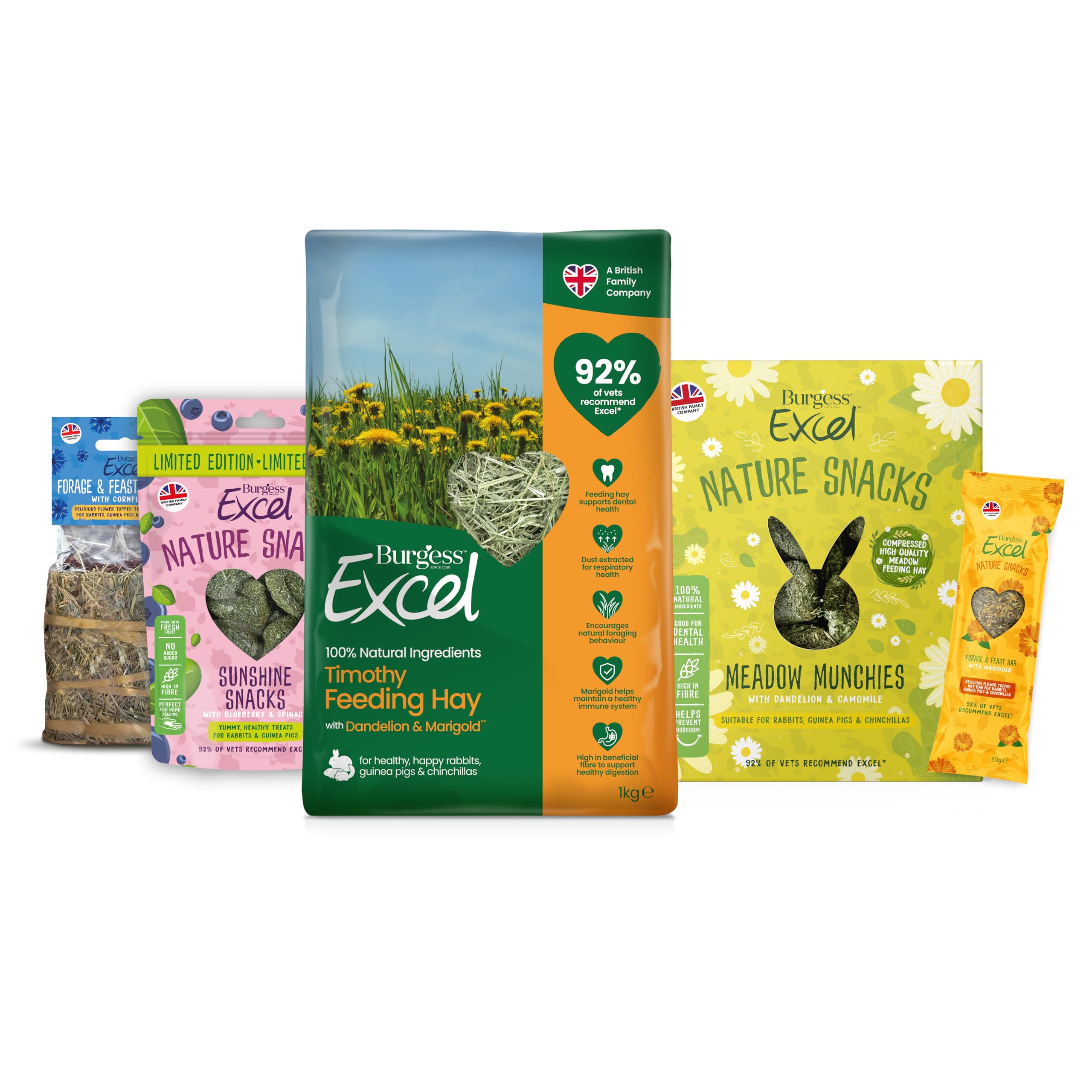 Burgess Excel Binky Value Bundle - Exclusive Rabbit Awareness Week Bundle for Rabbits - Feeding Hay and Rabbit Treats, Dust Extracted Feeding Hay and Snacks
