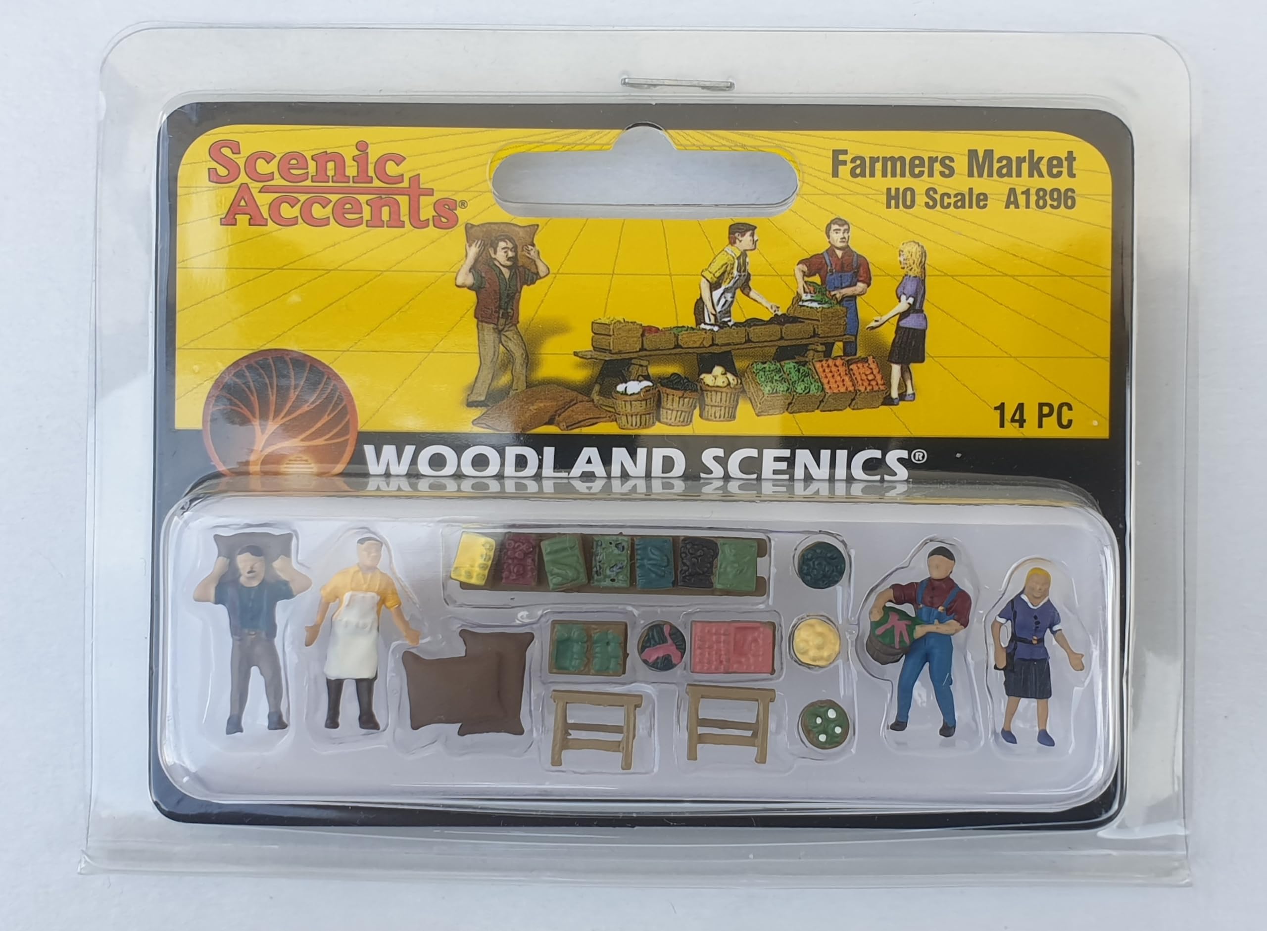 Woodland Scenics A1896 Farmers Market Stall Vegetable Fruit Figures Gauge H0 HO 1:87 Farmers Market