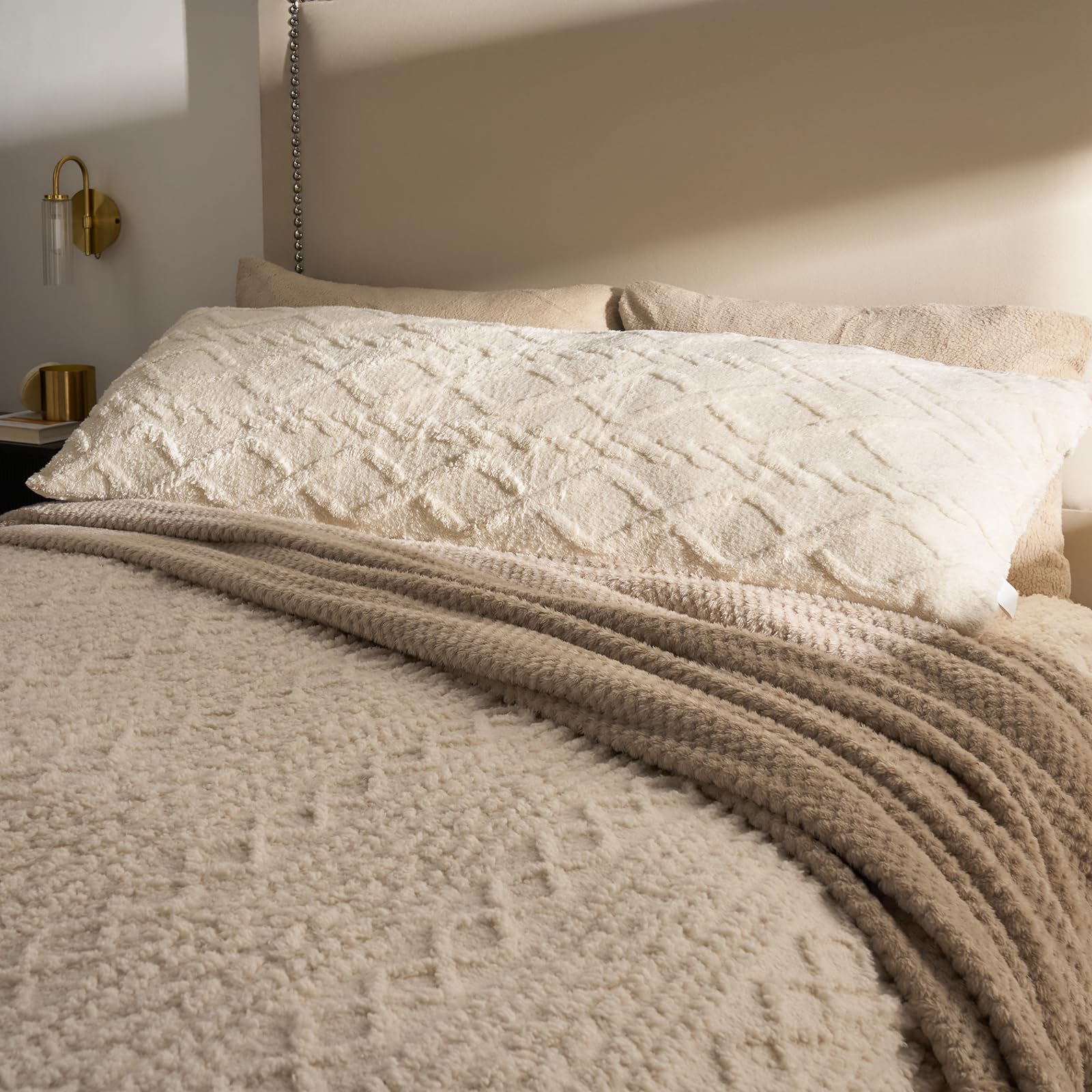Ohs Cream Bolster Pillow Cable Knit Full Body Long Pillows Soft Cosy Hollowfibre Filling Pregnancy Pillow For Maternity Support And Side Sleeper Cuddle Bolster Cushion, 125 X 45Cm