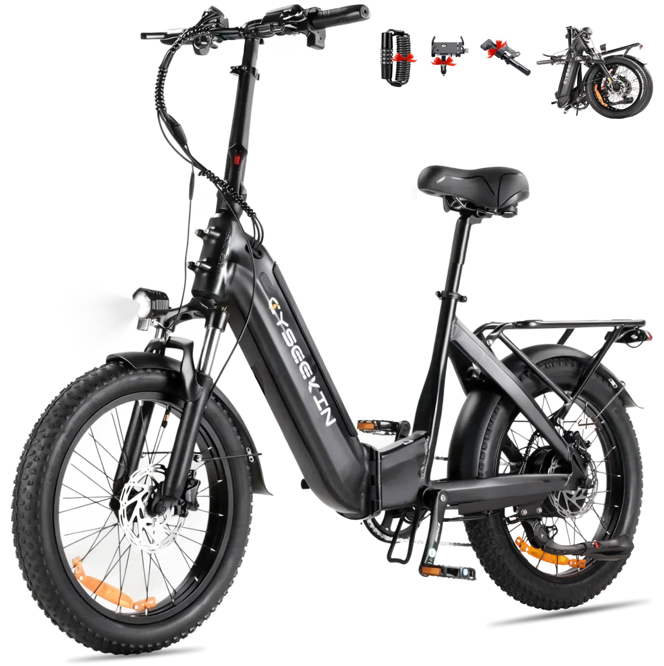 C20 E Bike Vélo pliant 20 x 3,0 avec freins hydrauliques, batterie 48 V 15,6 Ah jusqu'à 120 km, moteur 250 W 25 km/h, écran couleur LCD Shimano 7 vitesses Vélo électrique pour homme et femme