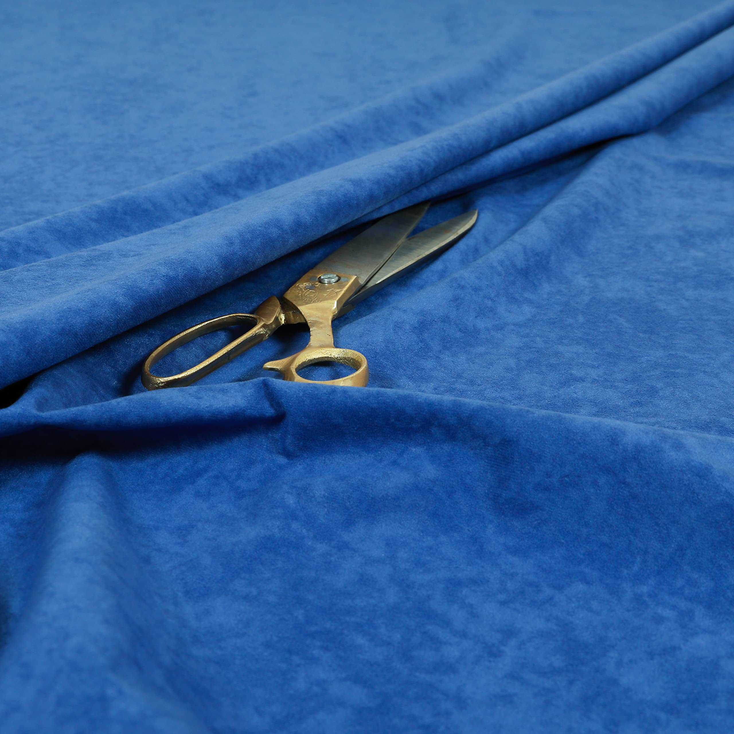 Redbrick Mill Fabrics Flame Retardant Soft Quality Modern Lightweight Low Pile Velvet Plain Curtain Upholstery Fabric by The Metre, Cobolt Blue (Per Metre)