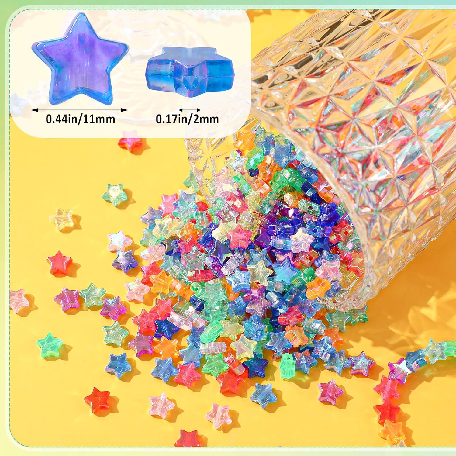 UPINS 900Pcs Acrylic Star DIY Beads, 12 Mixed AB Colors for Jewelry Making Crafts, Small - Image 2