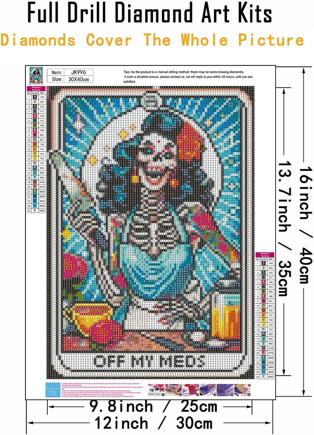 5D Skull Skeleton Chef Diamond Art kits for Adults Beginners 12x 16Inch
