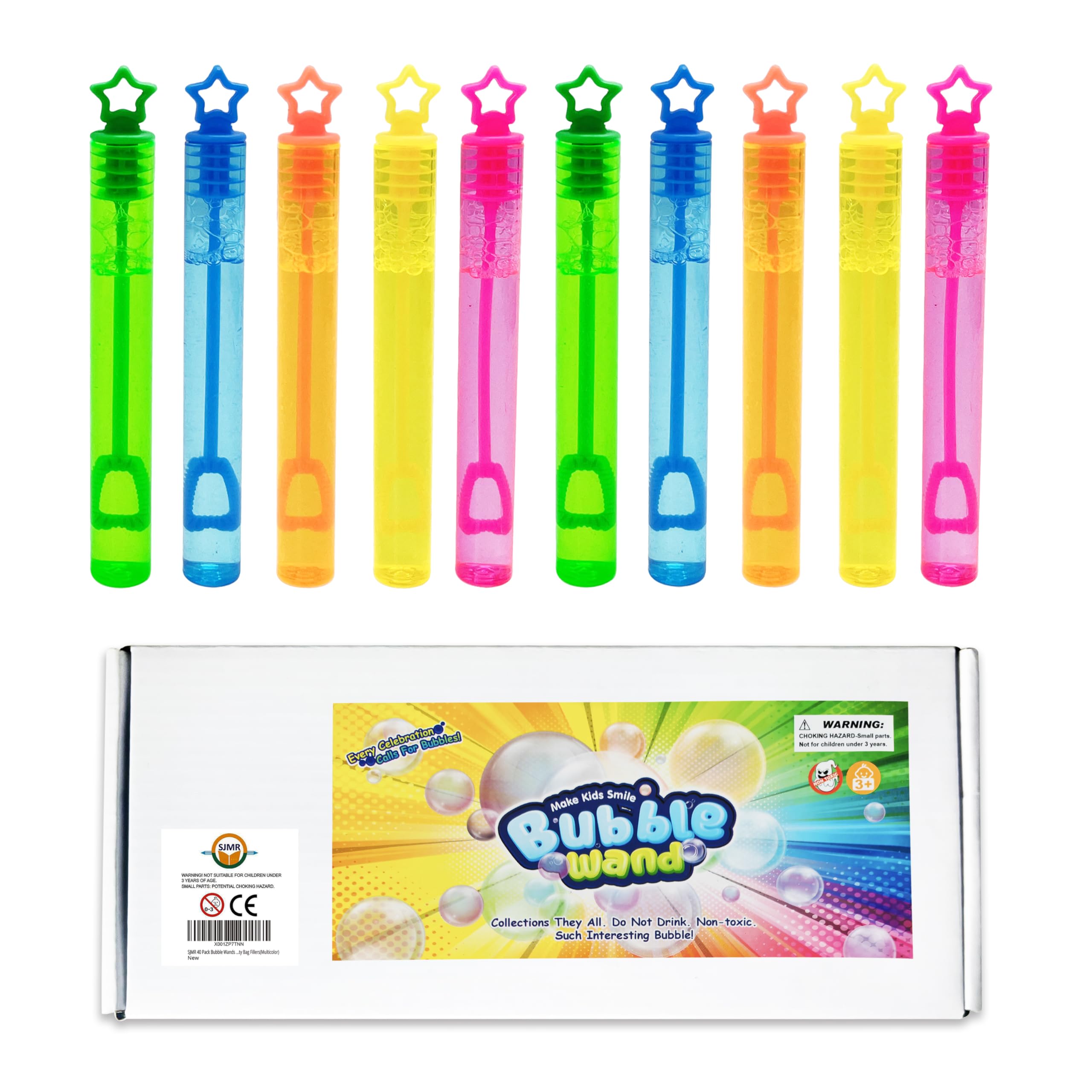 SJMR 40 Pcs Bubble Wands with Bubble Solution, Party Bag Bubbles Mini Party Bubbles for Kids Mini Bubble Tubes Multipack Wedding Favour Bubbles for Birthday Party Bag Fillers for Kids