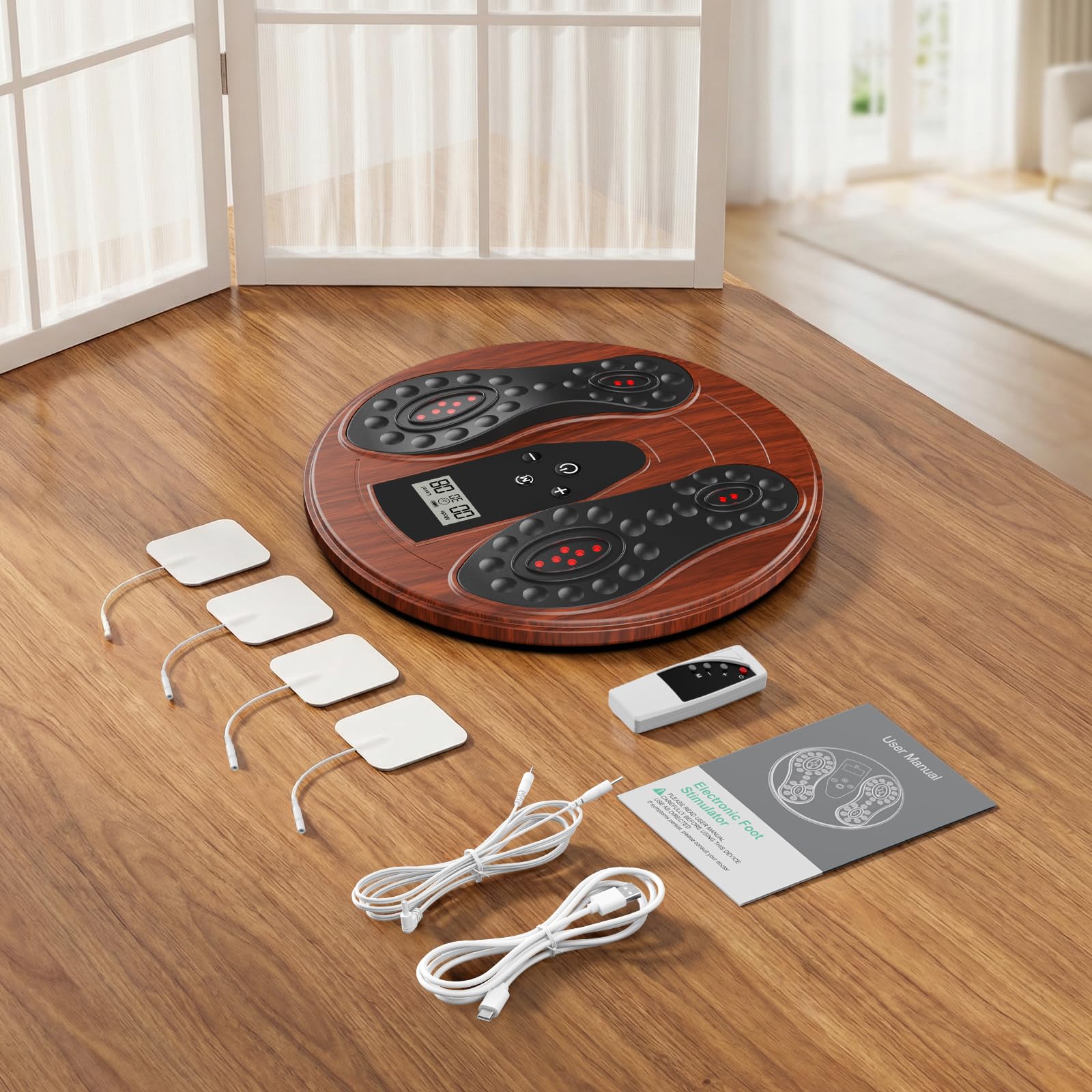 Medic Durchblutungs-Stimulator Füße Beine, EMS Fußmassagegerät mit Rotlichttherapie (660 nm + 850 nm), Elektrische FußMassagegeräte mit 4 TENS Elektrodenpads, zur Verbesserung der Durchblutung