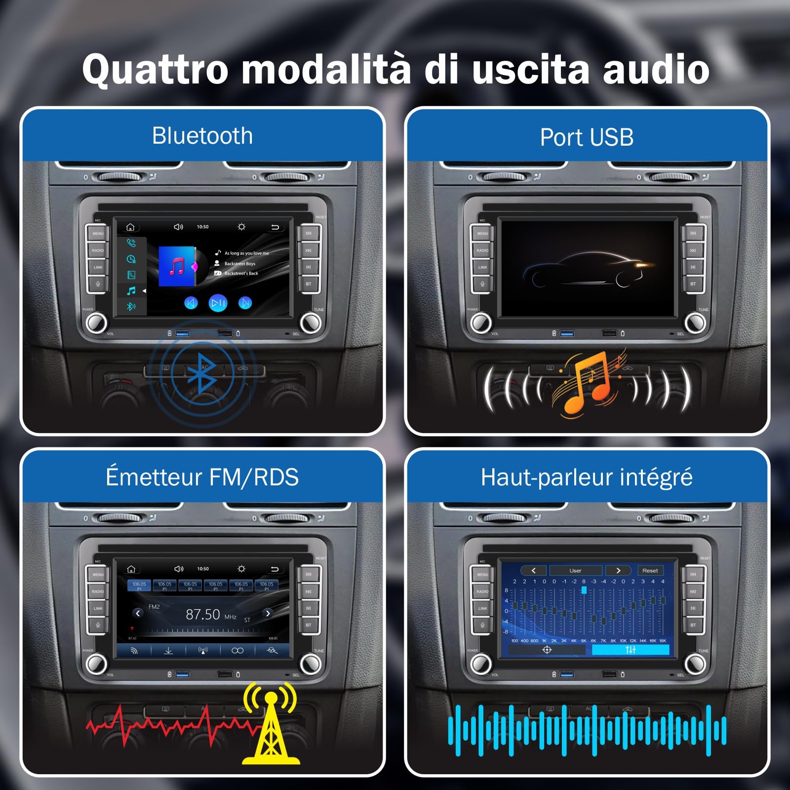 [Prestazioni Elevate] Autoradio Linux 7" IPS con Autoradio con CarPlay senza fili Android Auto, Bluetooth, FM/AM, USB, EQ – per VW Golf 5/6, Passat, Jetta, Caddy, Polo, CC, Tiguan, EOS, Touran, T5