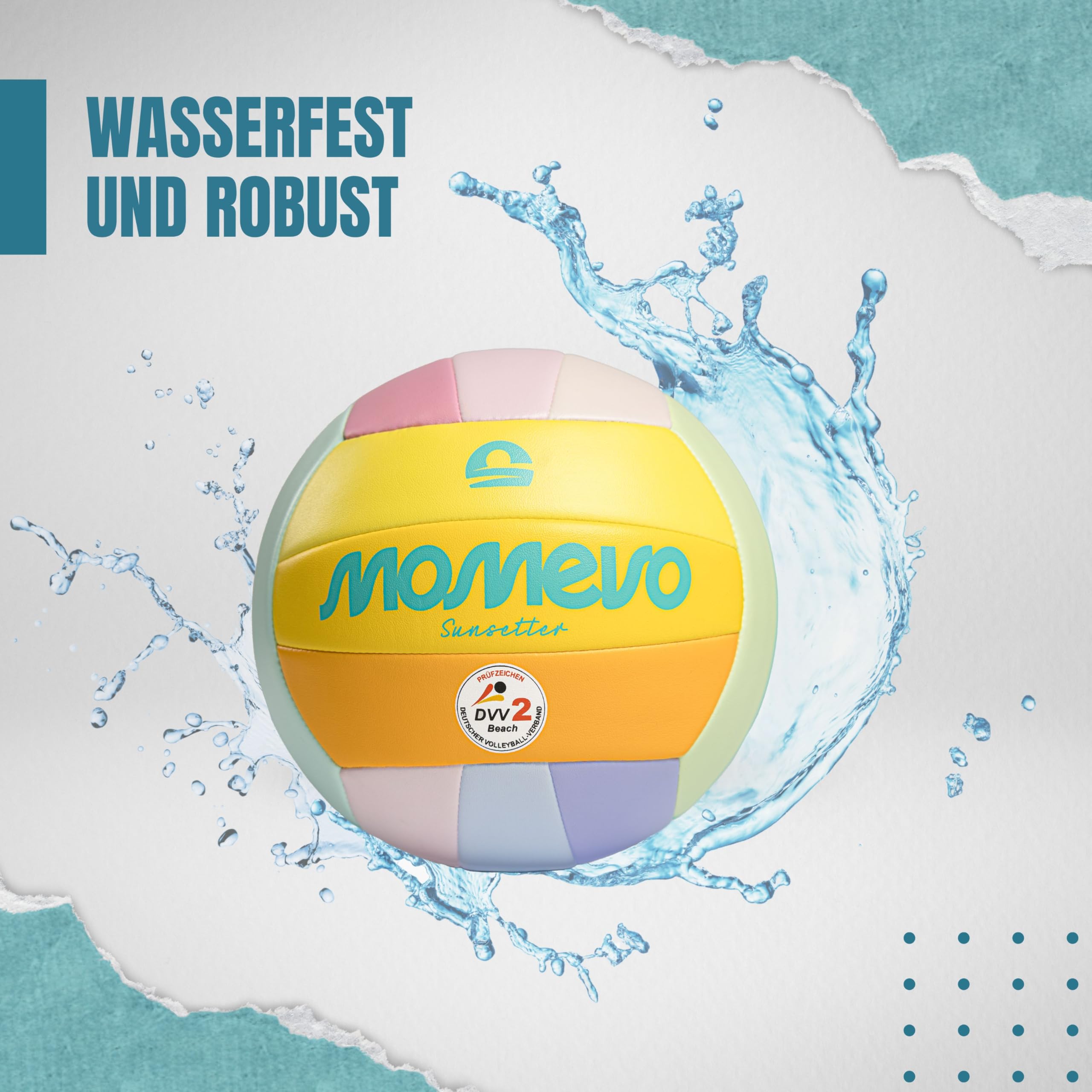 Sunsetter Beachvolleyball – Weicher Soft Beach-Ball 2026 in offizieller Größe 5, DVV Zertifiziert, weiche Oberfläche – ideal für Outdoor Volleyball, Strandsport, Sandsport & als Geschenk