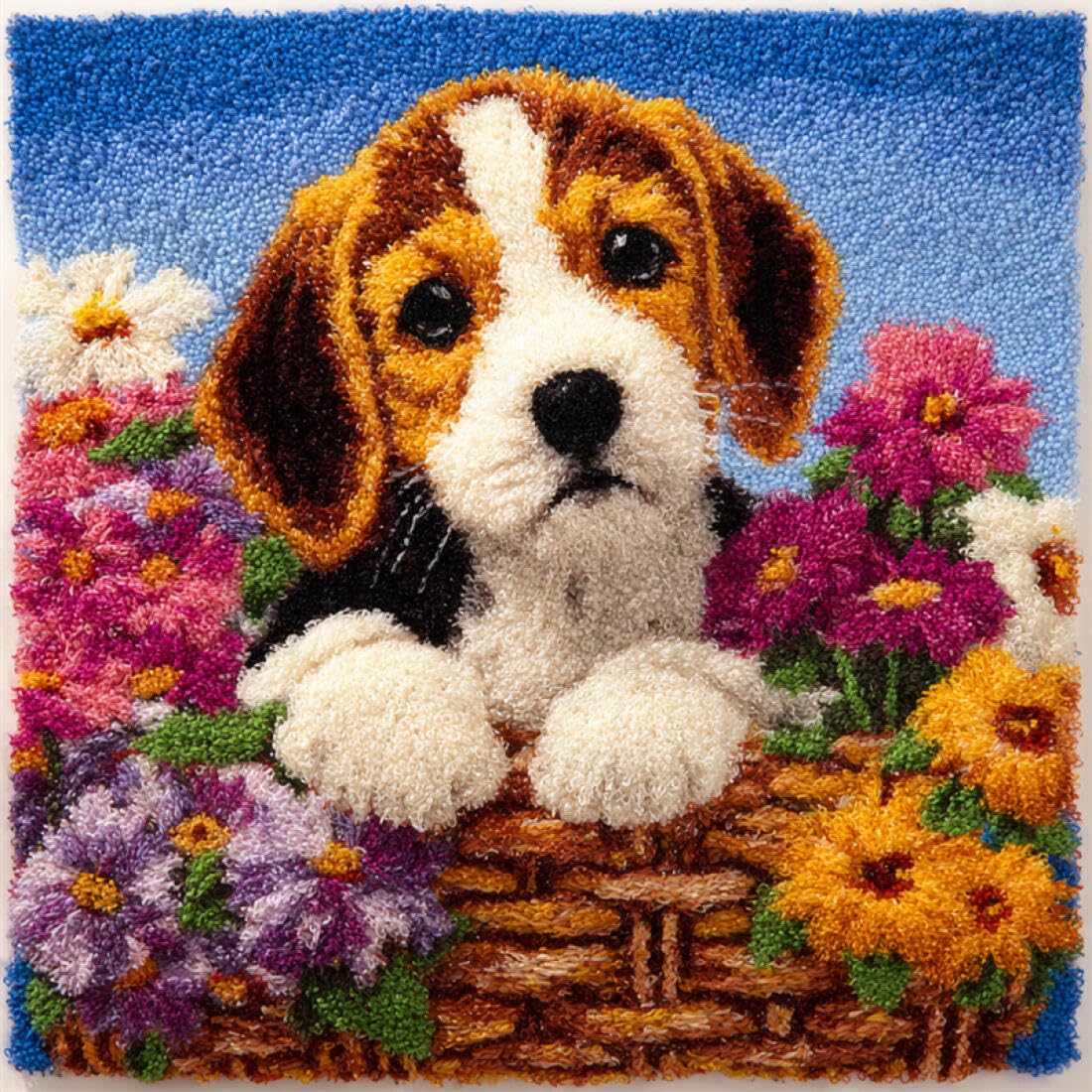 Kitquiver Animal Latch Hook Kits for Adults Dogs and Flowers Latch Hook Kit for Adults Beginners Embroidery Crochet Set DIY Throw Pillow Covers Kits 17x17In