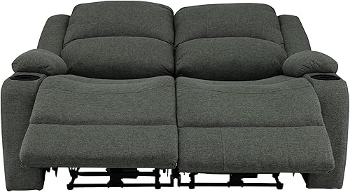 Miniatura 15 de RecPro Charles Powered - Sofá reclinable doble y sofá biplaza Muebles de pared Hugger RV – Tela de avena de 80 pulgadas