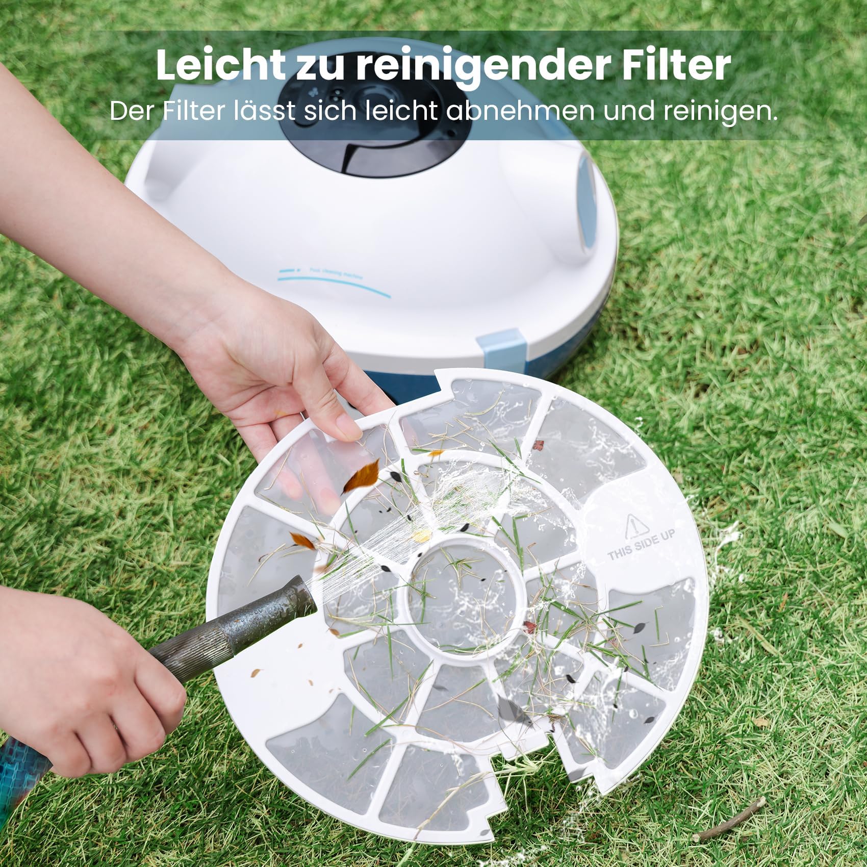 Poolroboter, kabelloser Poolsauger, Schnurloser Roboter-Poolreiniger, automatischer, leistungsstarker Poolsauger, 120 Minuten Laufzeit, selbstparkend, ideal für Flache Böden bis 100 m²(Weiß)