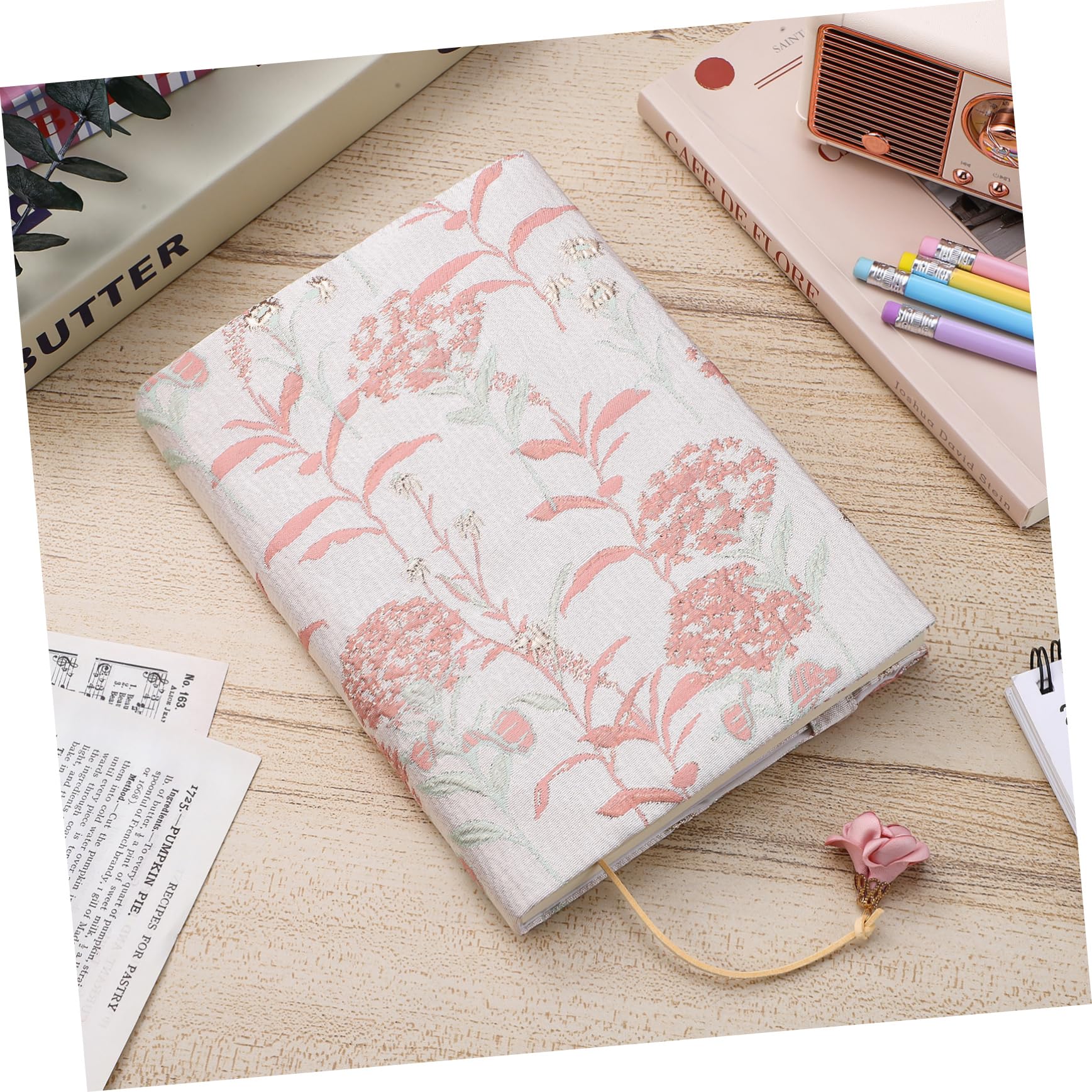 NUOBESTY 3pezzi Copertina Decorativa Tessuto Aesthetic Per Libri Protezione Morbida Per Libri Con Segnalibro Stile Floreale Dandelion Copertura Per Amanti Della Lettura