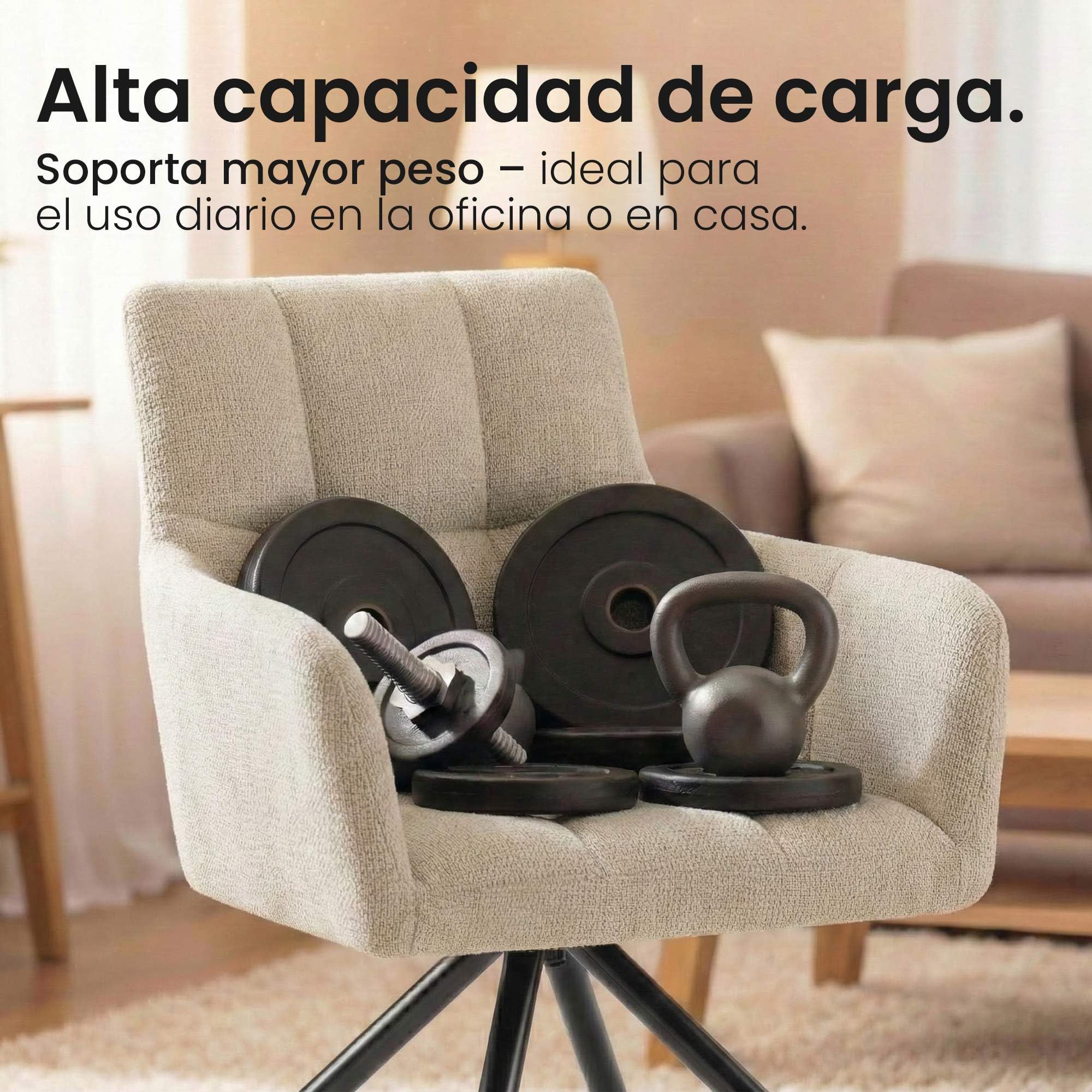 CLP Juego de 2 sillas de Comedor, Sillón Jonah Giratorio con Brazos, Silla Moderna para salón, soporta hasta 150 kg Color:Crema