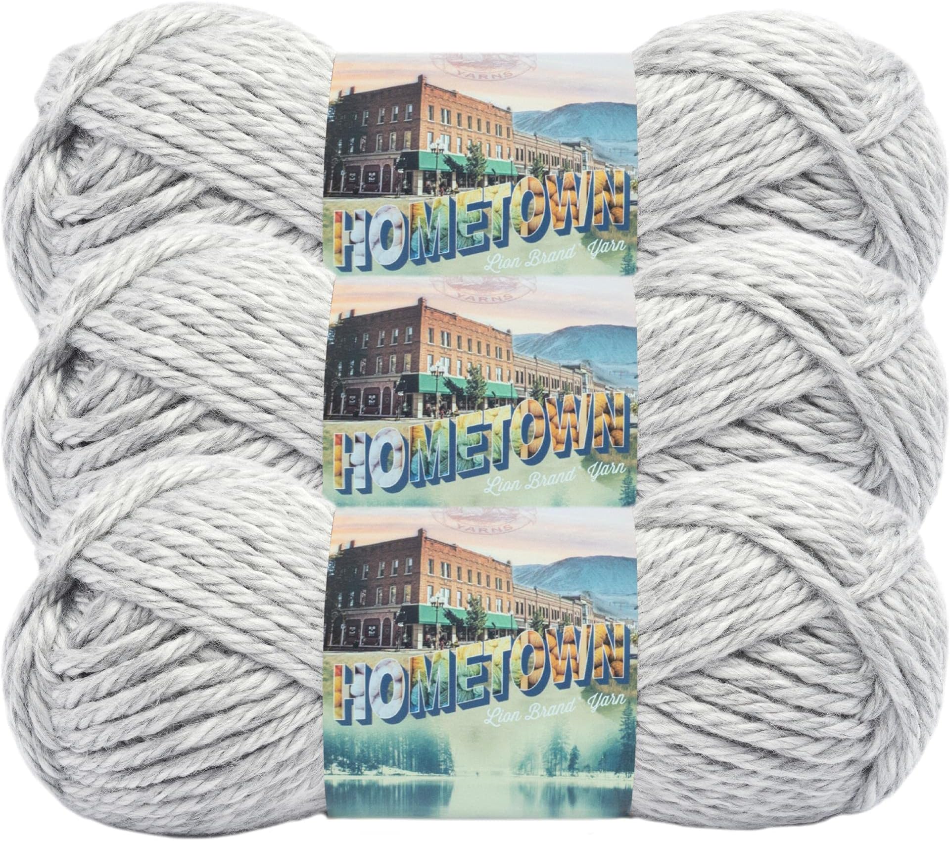 (3 Pack) Lion Brand Yarn 135-225 Hometown Yarn, Springfield Silver
