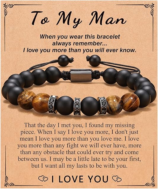 D Dongjiangjin Gift Mens Gifts for Boyfriend Husband Fiance Soulmate, To My Love Soulmate Grandpa Dad Son Grandson, Brother Anniversary Christmas Bracelet Gifts for Him
