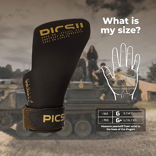 Miniatura 6 de PicSil Guantes Phoenix Grips, sin magnesio, sin dedos, para entrenamiento cruzado, gimnasia, WOD, protección de manos contra desgarros y ampollas