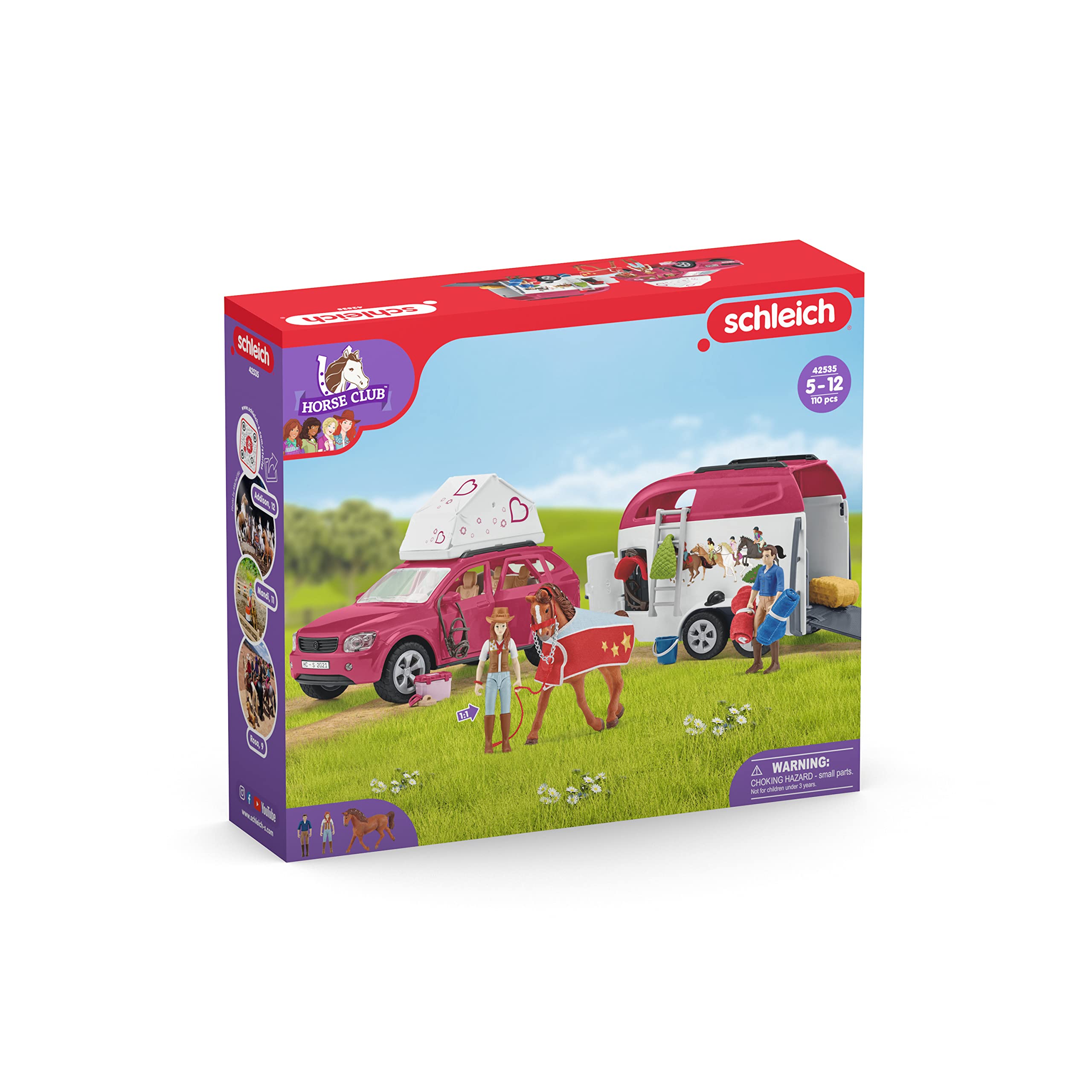 Schleich 42551 Horse Club Lakeside Pferdehof & 42535 Abenteuer mit Auto und Pferdeanhänger, für Kinder ab 5-12 Jahren, Horse Club - Spielset
